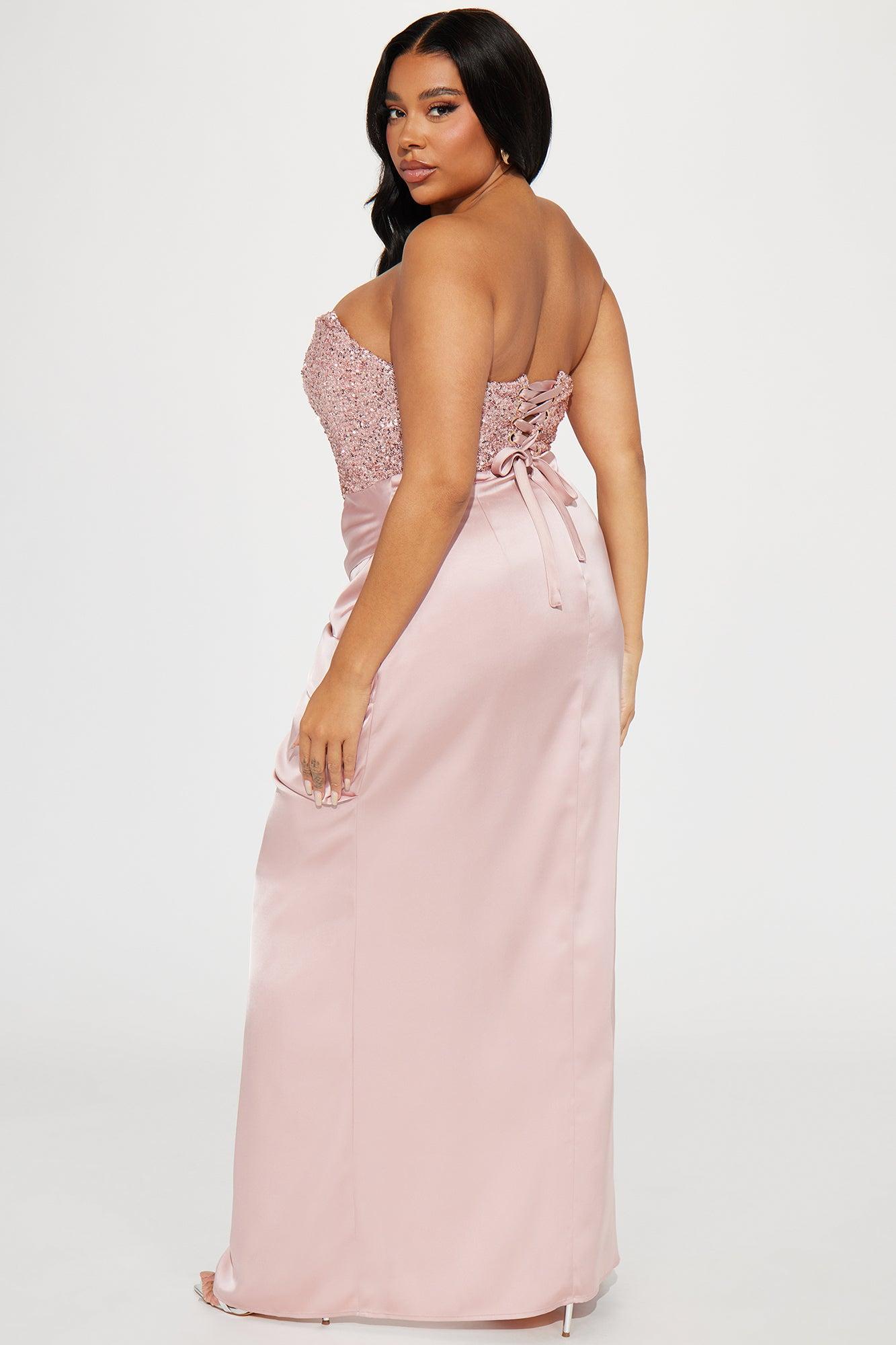 Clara Sequin Satin Gown - Pink Product Image