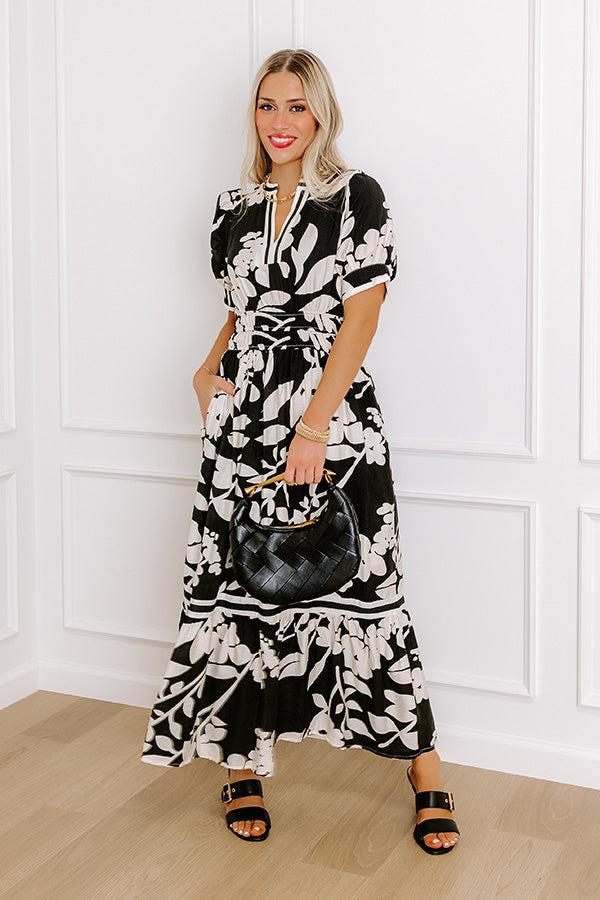 Whimsical Days Floral Midi Dress in Black Product Image
