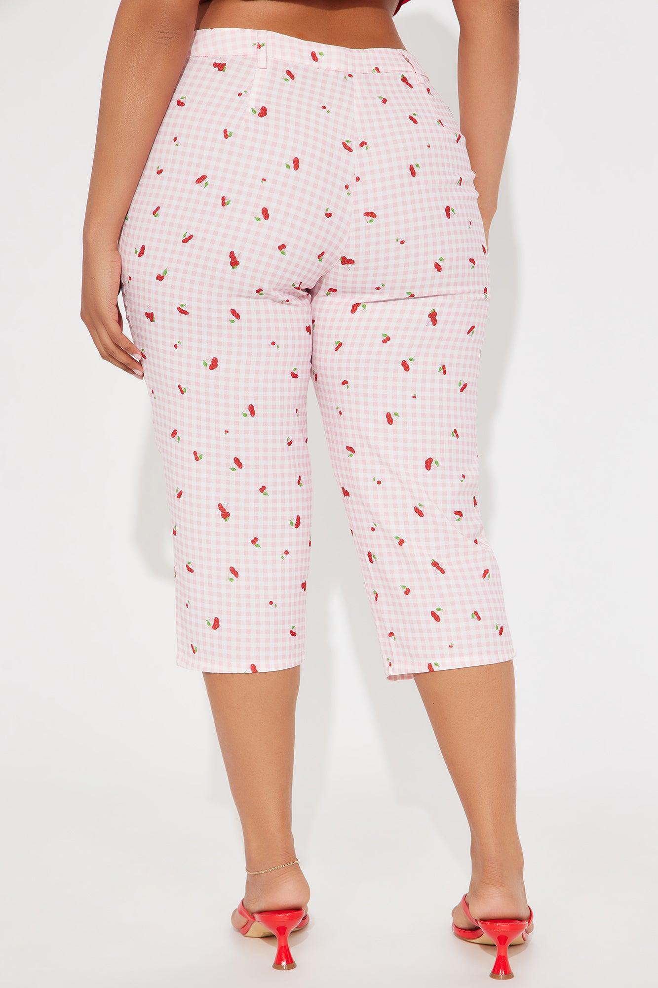 Cherry Love Gingham Capri Pant - Pink/combo Product Image