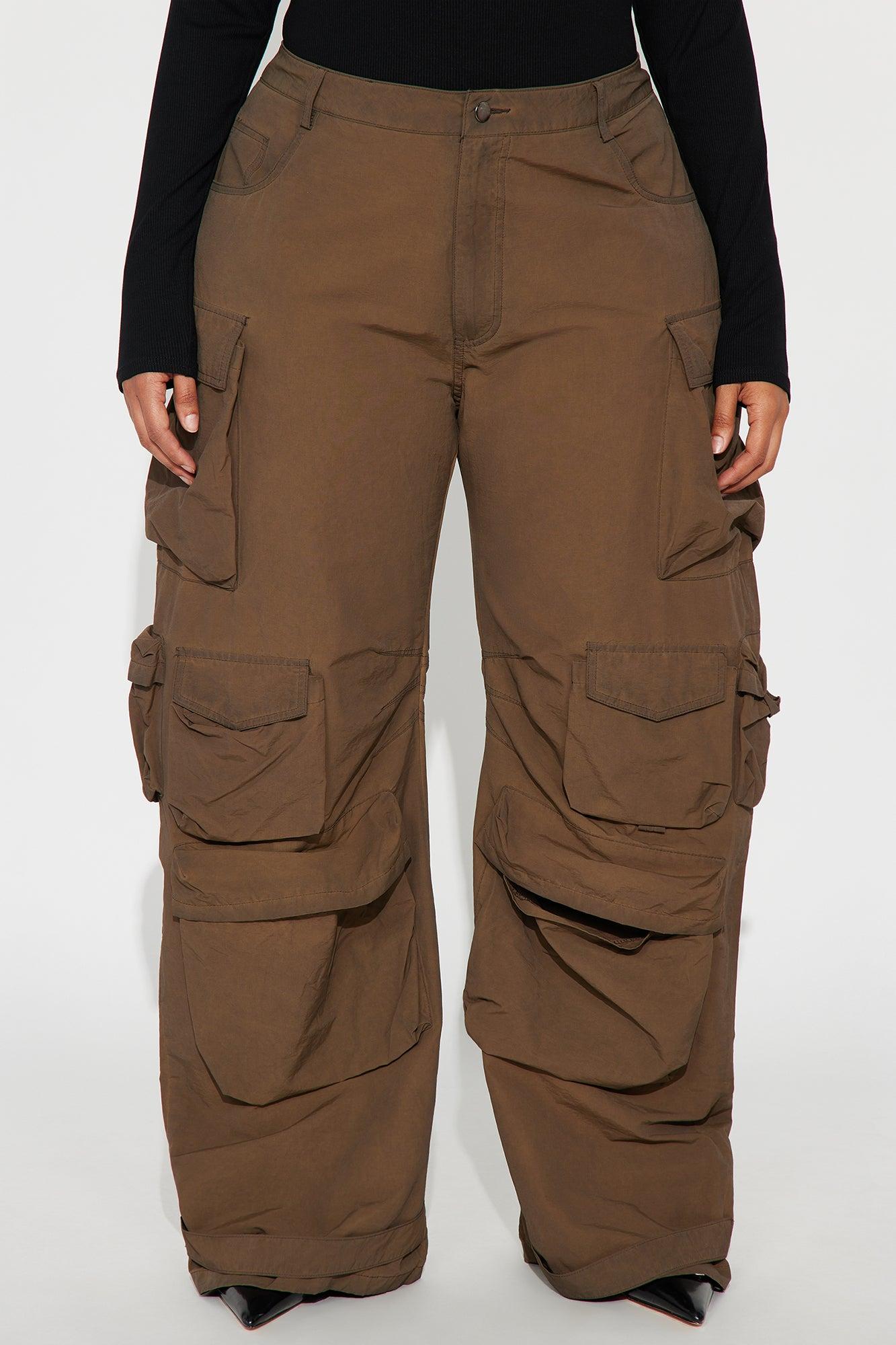 Talk It Up Oversized Cargo Pant - Chocolate Female Product Image