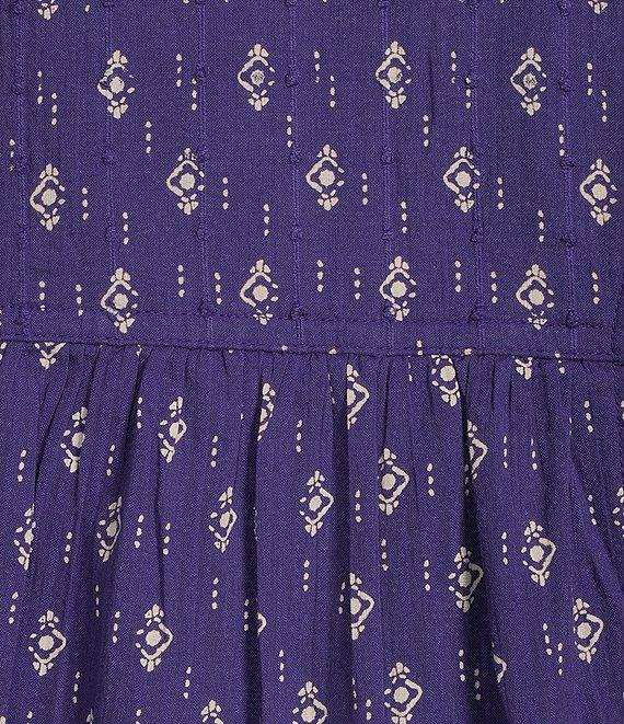 Westbound Orient Medallion Roll Tab 3/4 Sleeve Point Collar Henley Top Product Image