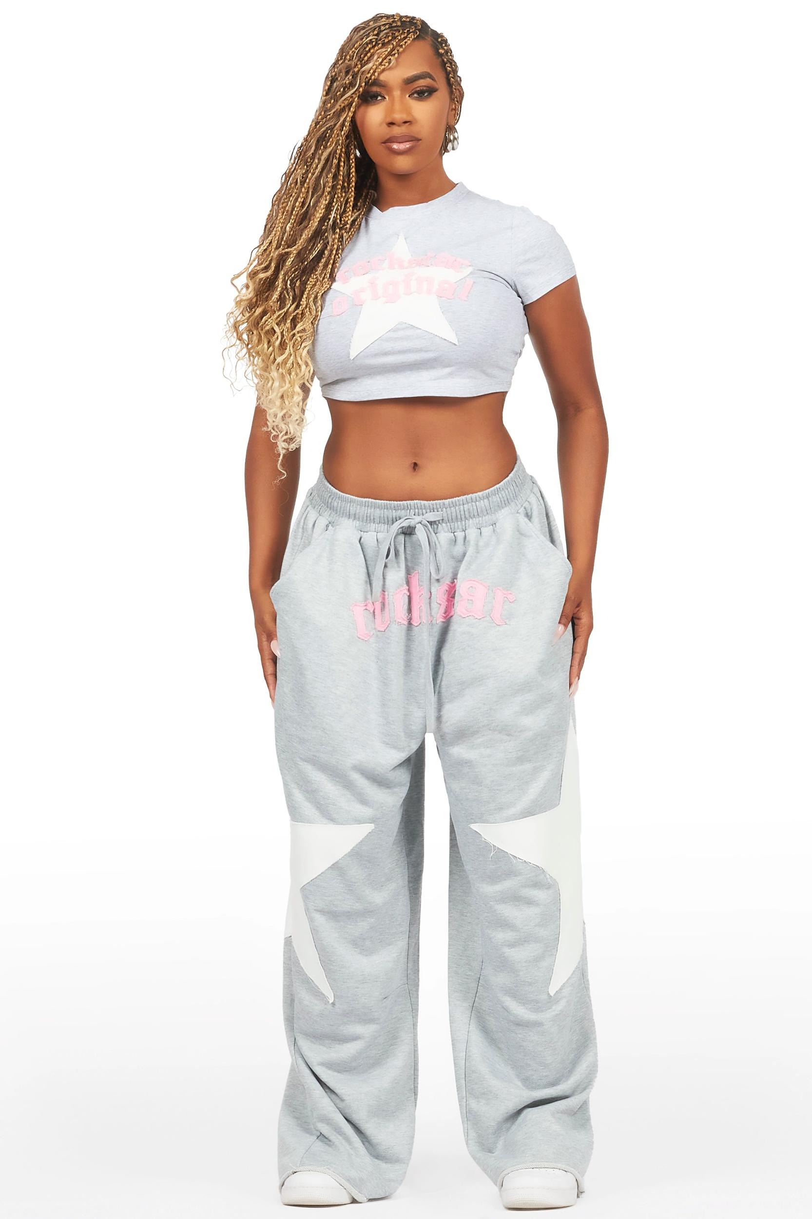 Shelley Heather Grey T-Shirt Trackset Female Product Image