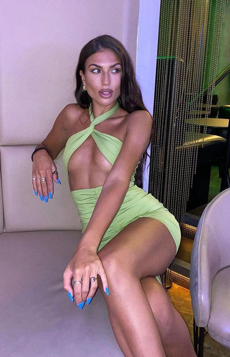 Mia Cross Neck Dress Green Product Image