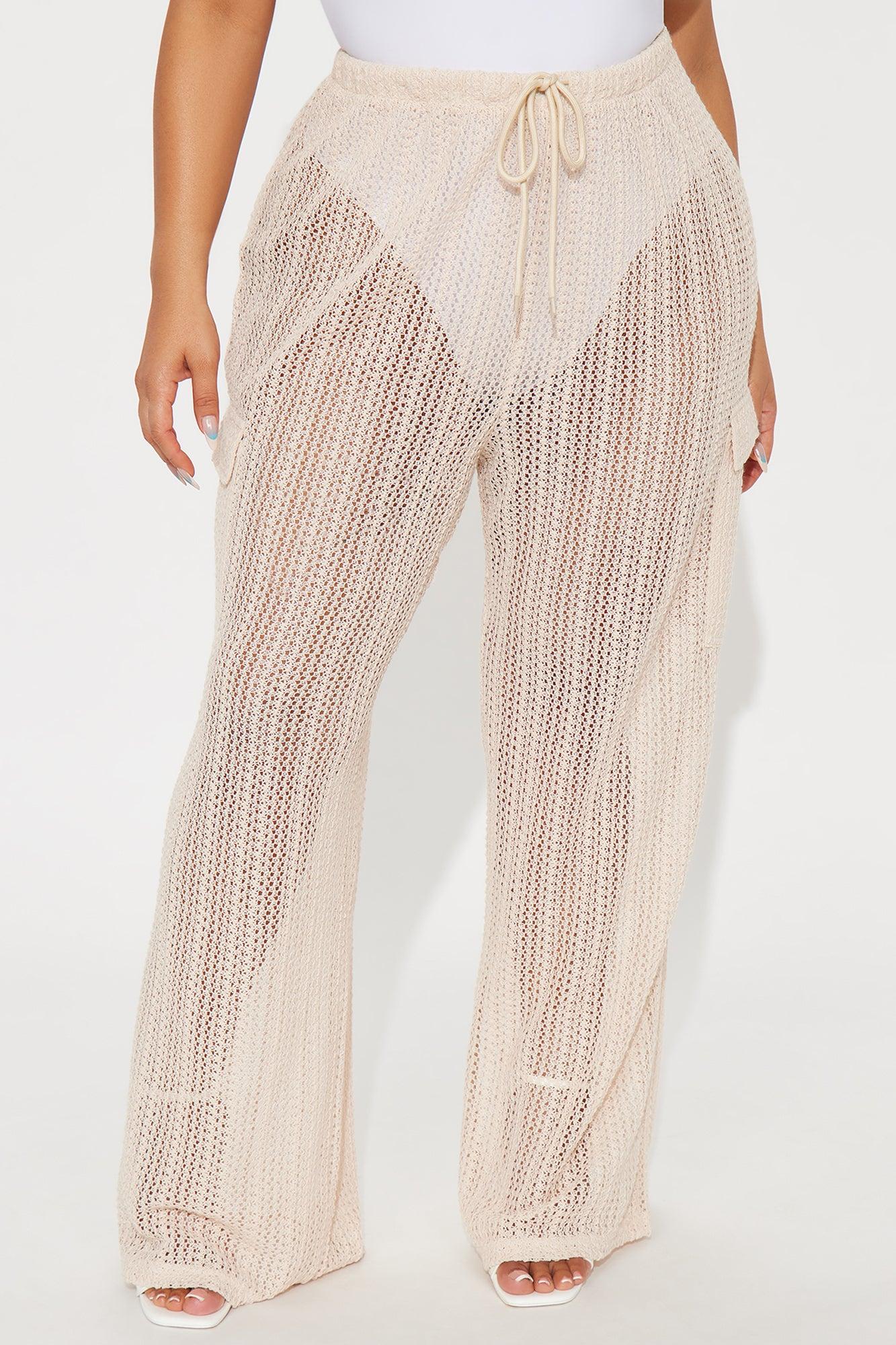 Fun Times Crochet Wide Leg Pant - Cream Female Product Image