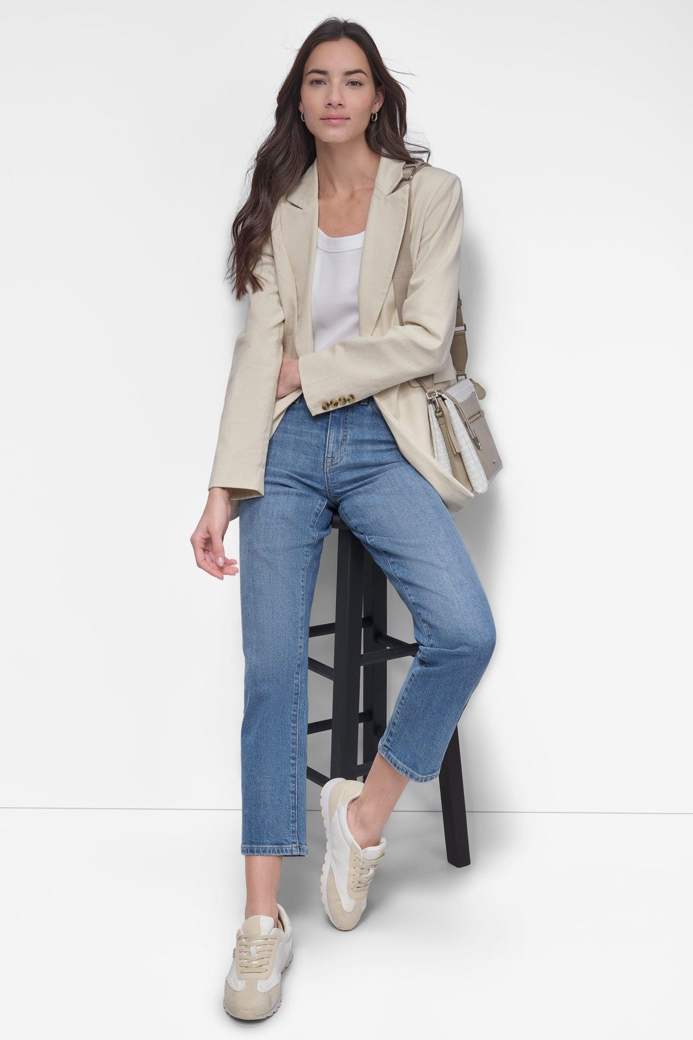 SINGLE BUTTON BLAZER WITH CUT AWAY HEM Product Image