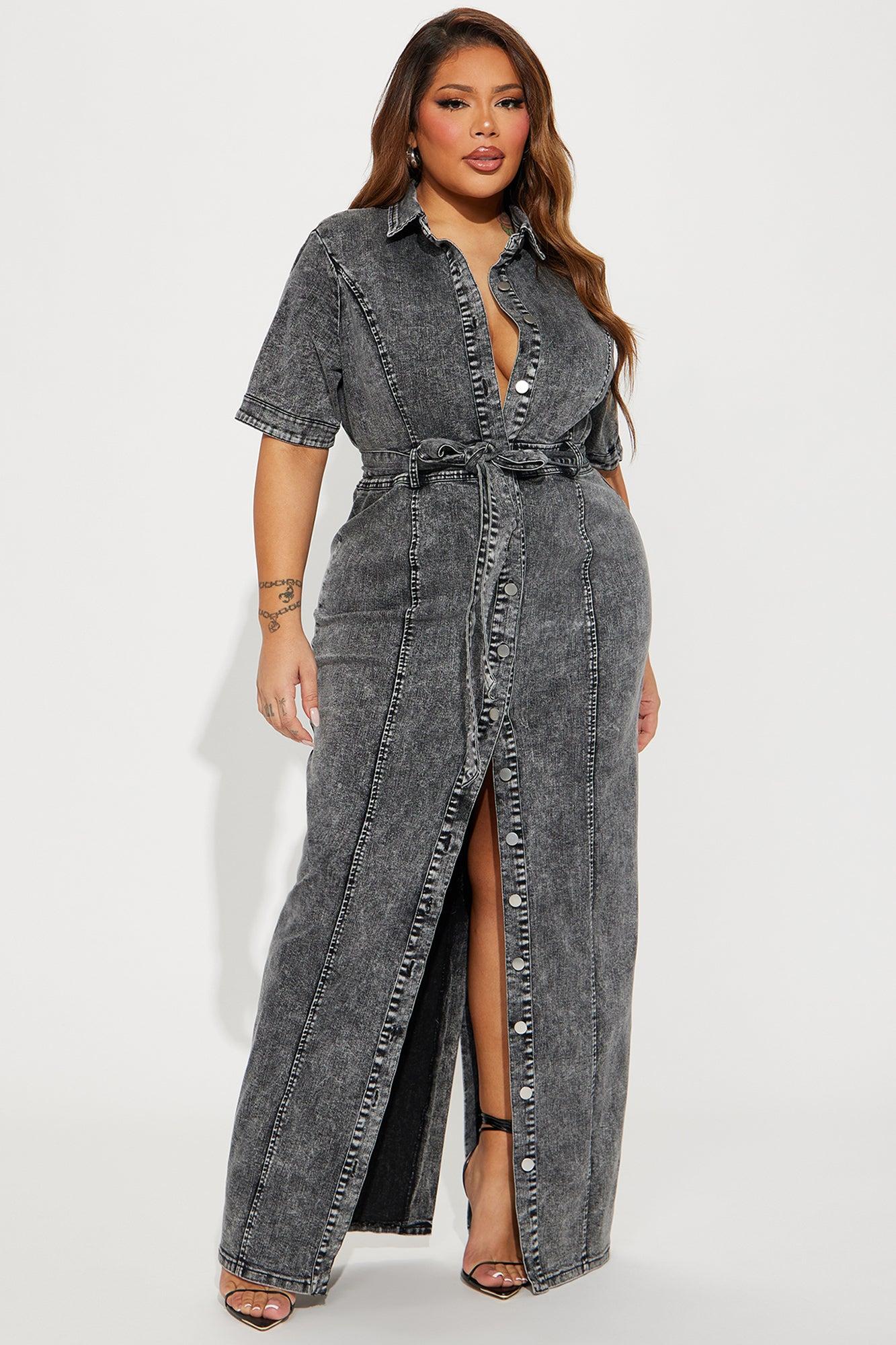 Kara Denim Maxi Dress - Dark Wash Product Image