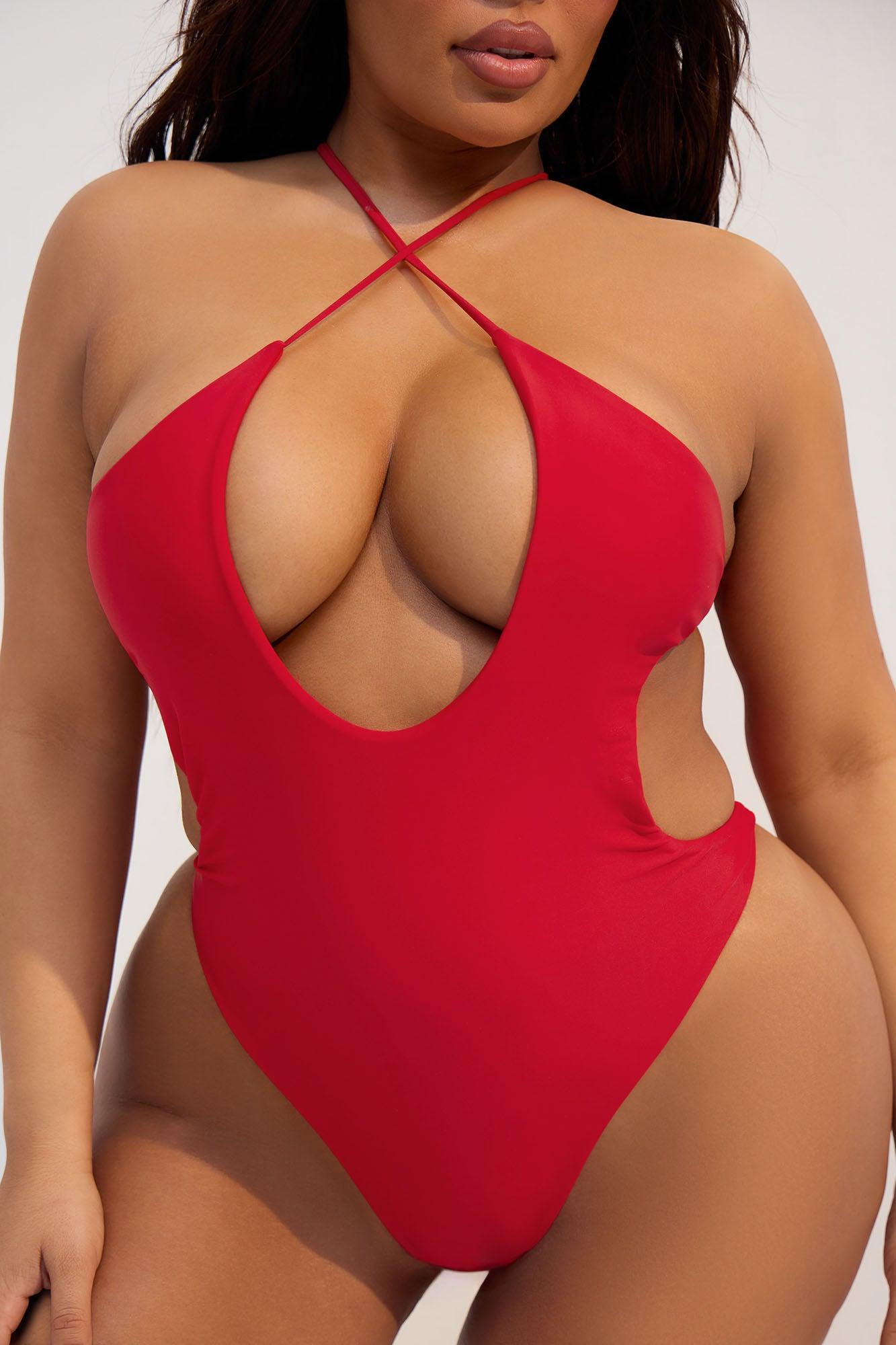 Jalisa Cutouts 1 Piece Swimsuit - Red Product Image