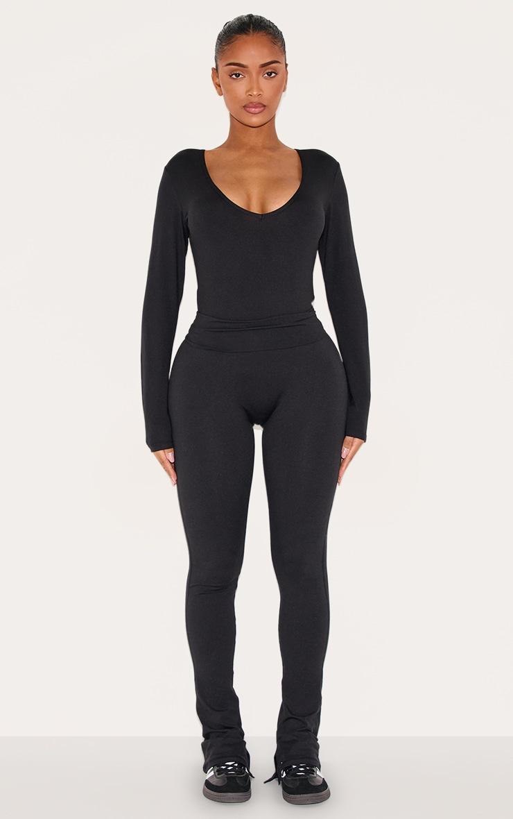 Shape Black Sculpted V Neck Long Sleeve Bodysuit Product Image