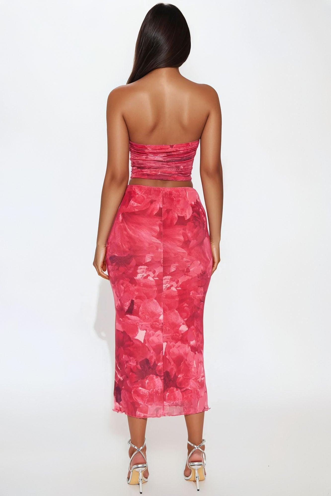 Wild Fleur Mesh Skirt Set - Pink/combo Female Product Image