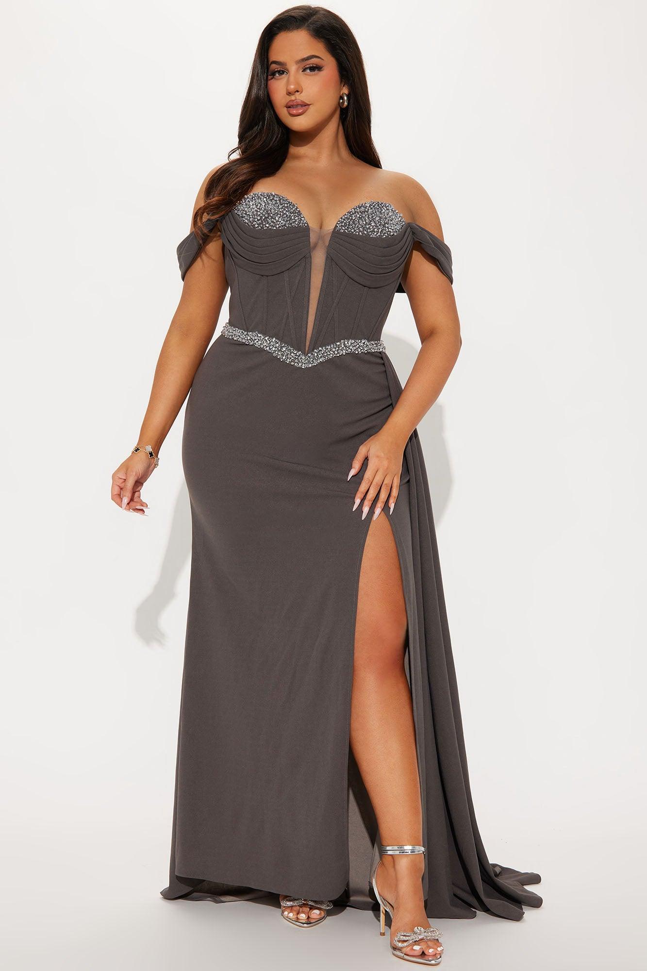 Elsa Embellished Gown - Charcoal Product Image