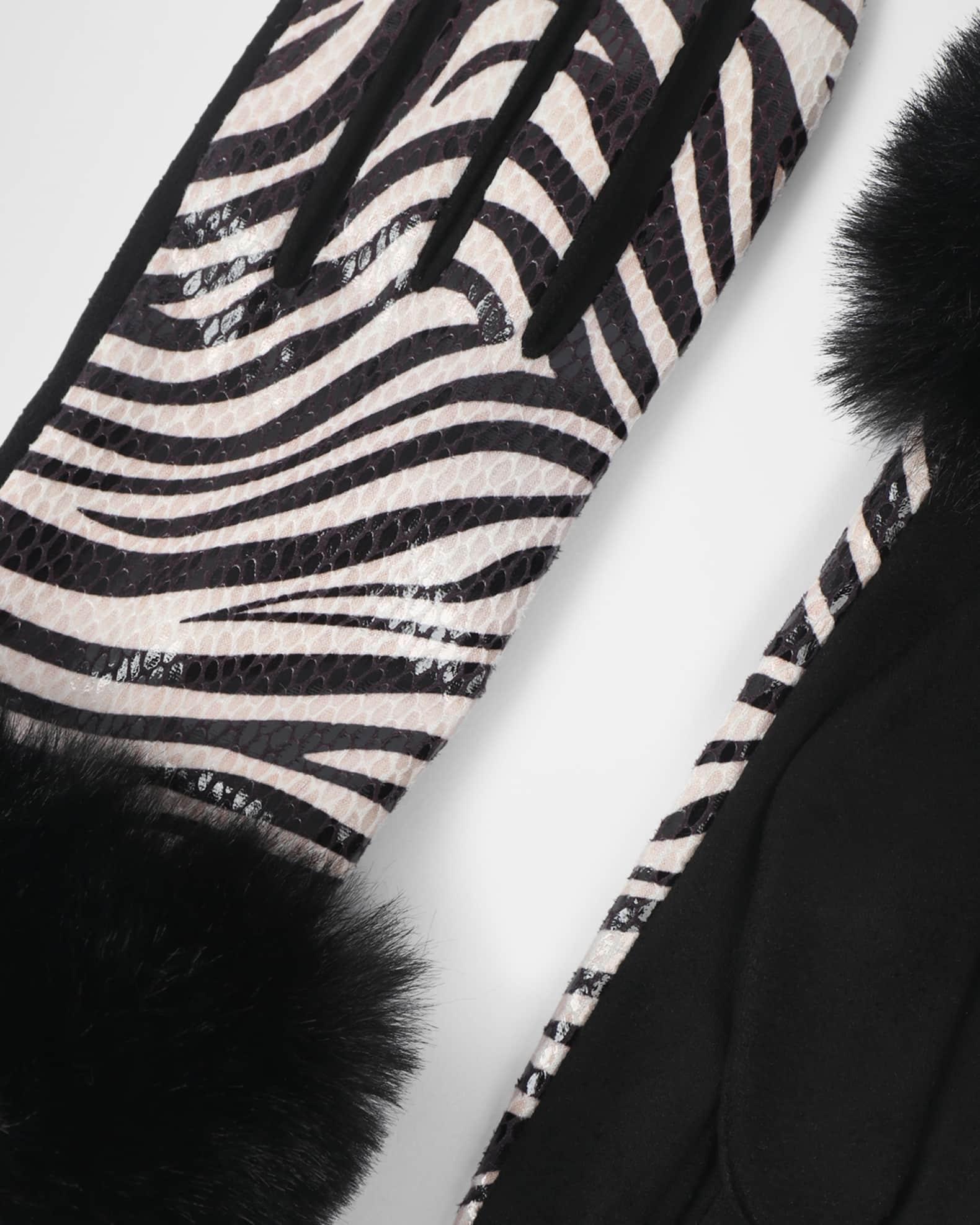 Finley Zebra-Print Faux Fur Gloves Product Image