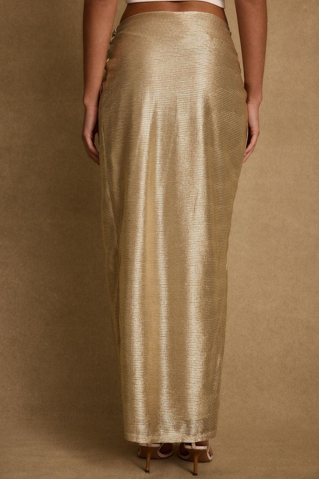 Toulouse Metallic Gold Maxi Skirt Product Image