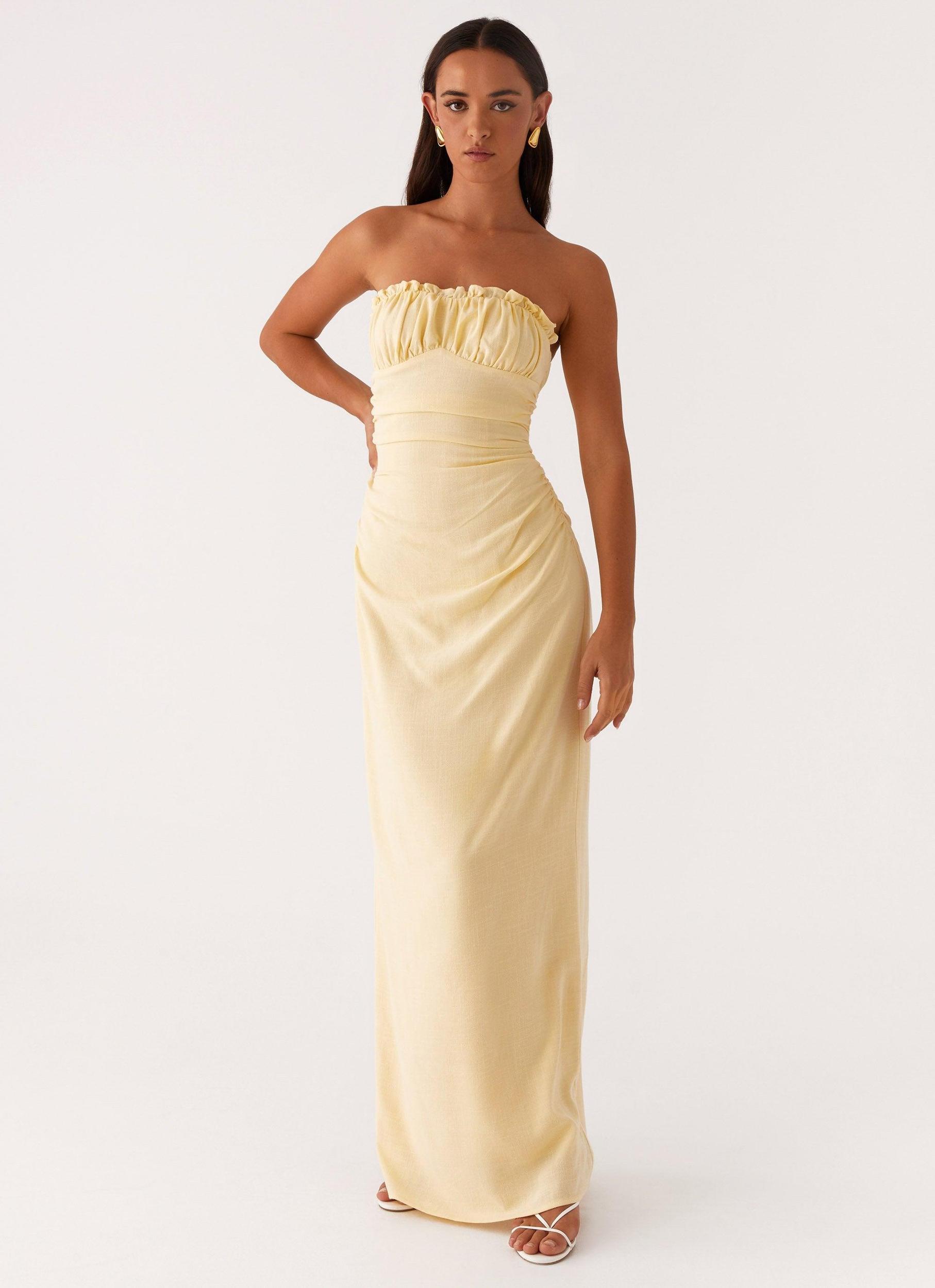 Xena Gathered Maxi Dress - Yellow Product Image