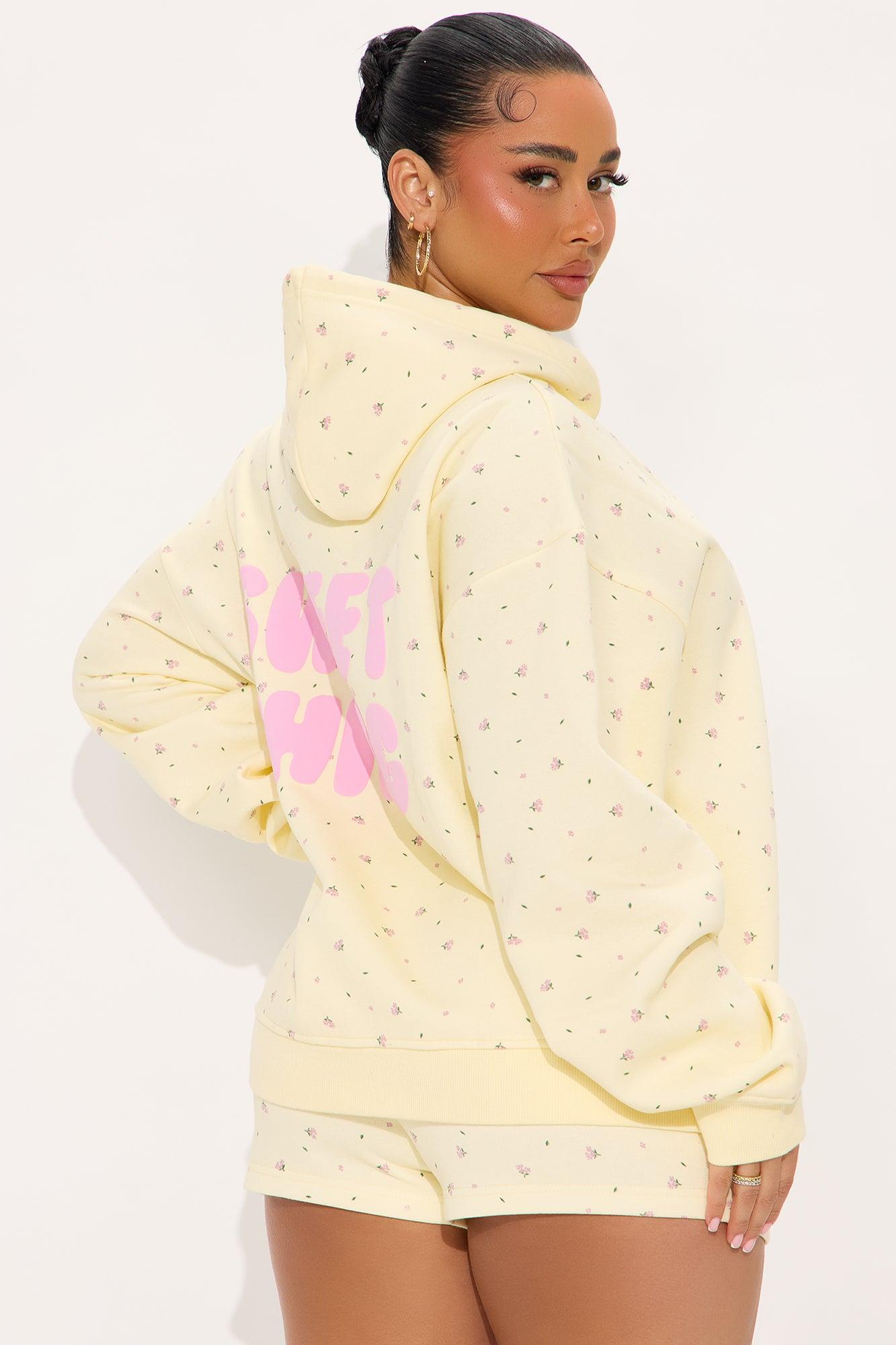 Happy Life  Ditsy Floral Sweatshort Set - Cream/combo Female Product Image