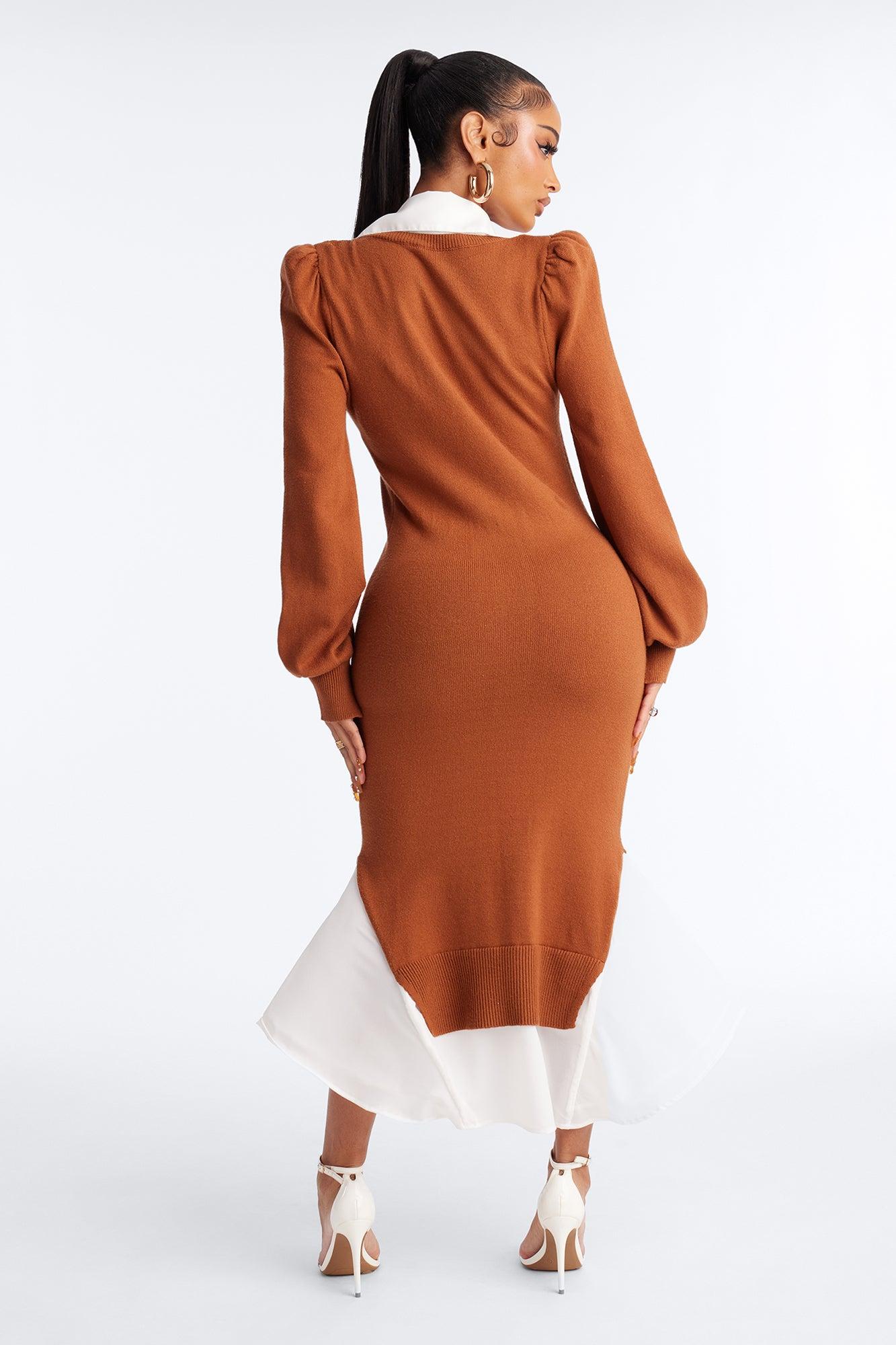 Alina Mermaid Sweater Midi Dress - Camel Female Product Image