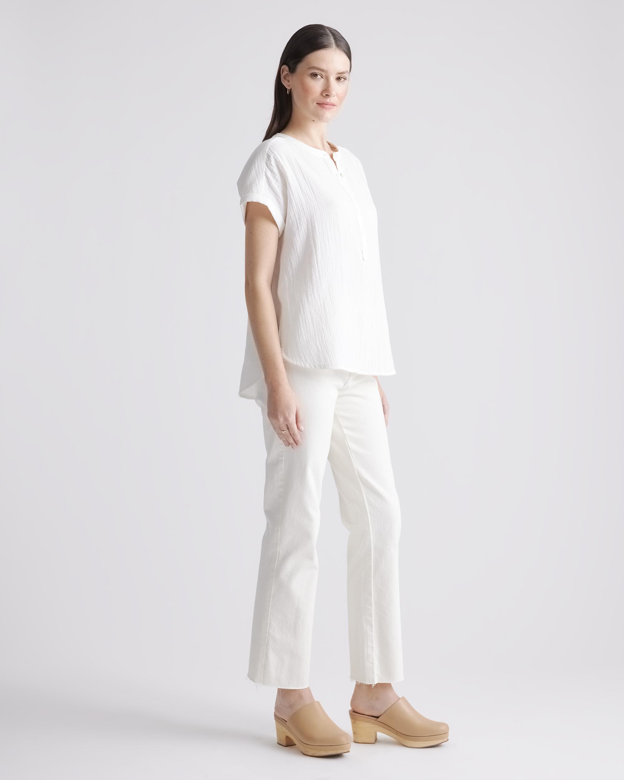 Quince | Women's Gauze Roll Sleeve Shirt Organic Cotton Product Image