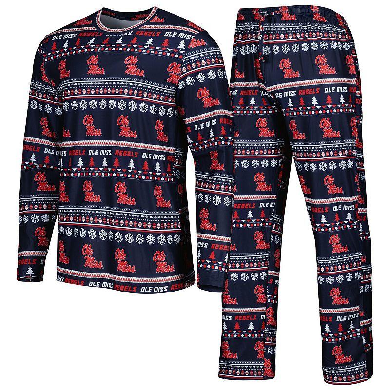 Men's Concepts Sport Navy Ole Miss Rebels Swivel Long Sleeve T-Shirt & Pants Sleep Set,  Product Image