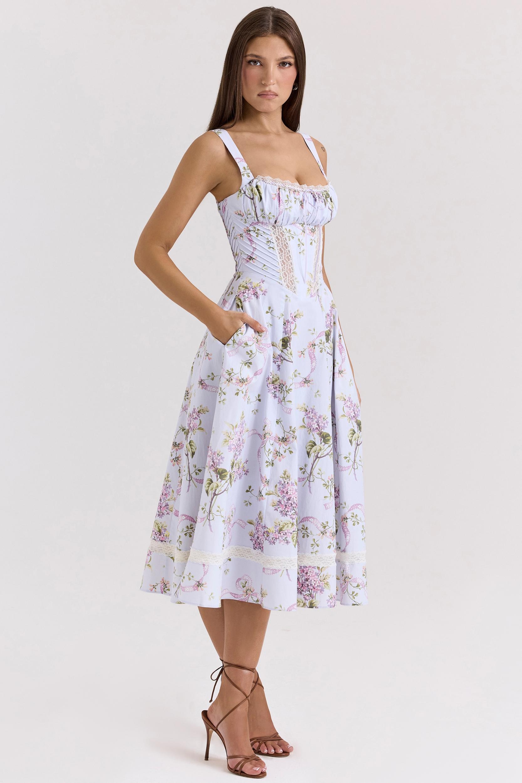 Kim  lilac floral cotton midi sundress Product Image