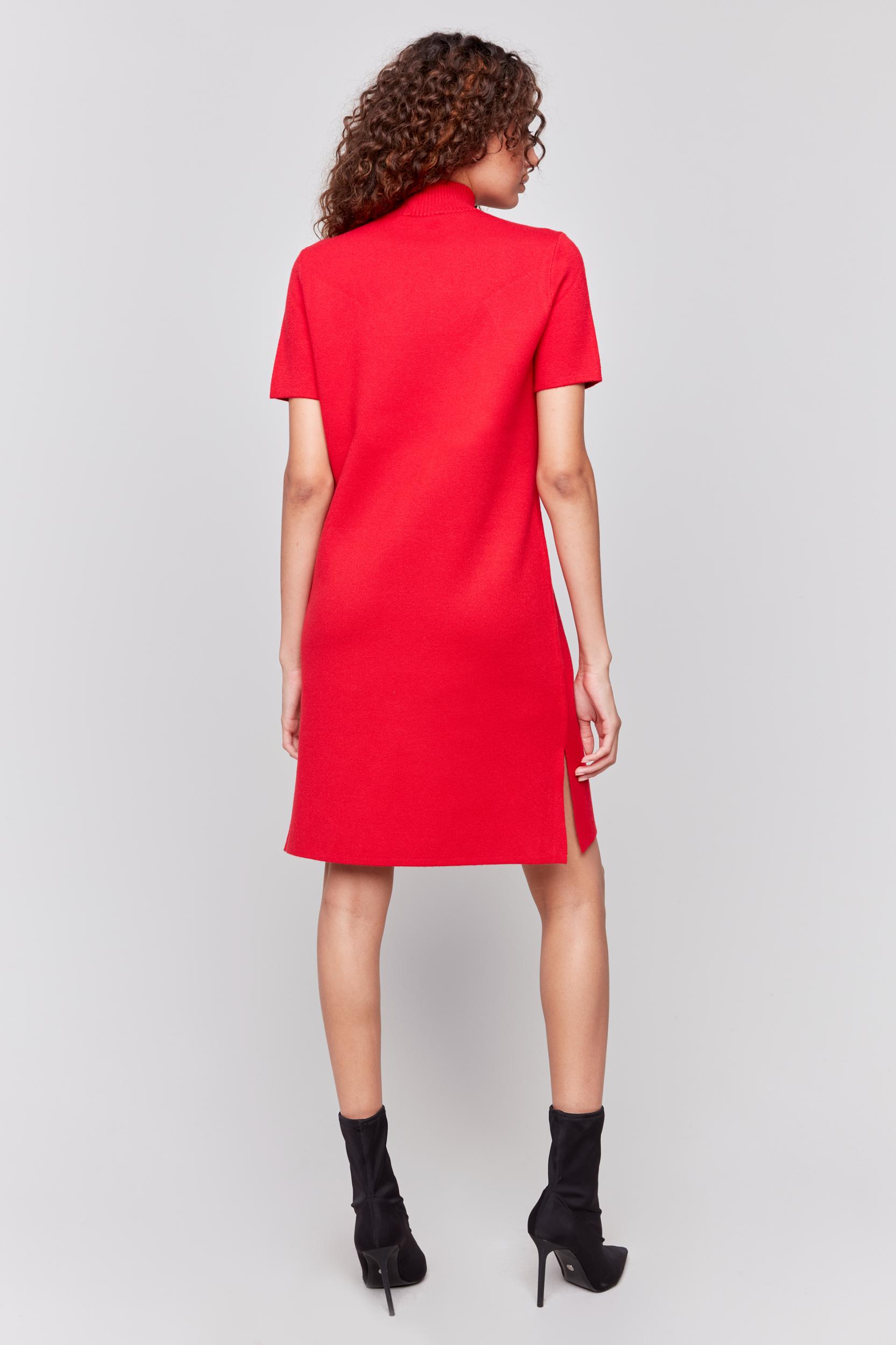 Mock Neck Short Sleeve Sweater Dress with Side Slits Product Image