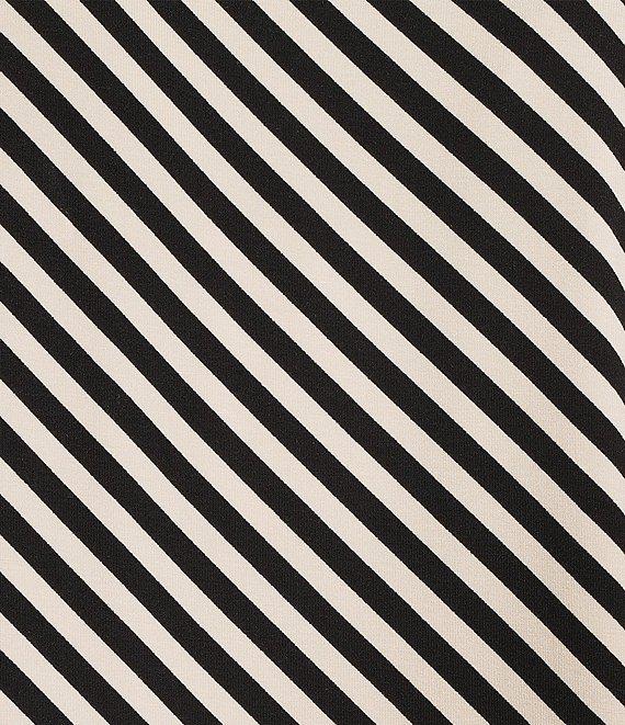 Gibson & Latimer Bias Stripe Knit V-Neck Dropped Short Sleeve Shell Shirttail Tee Shirt Product Image