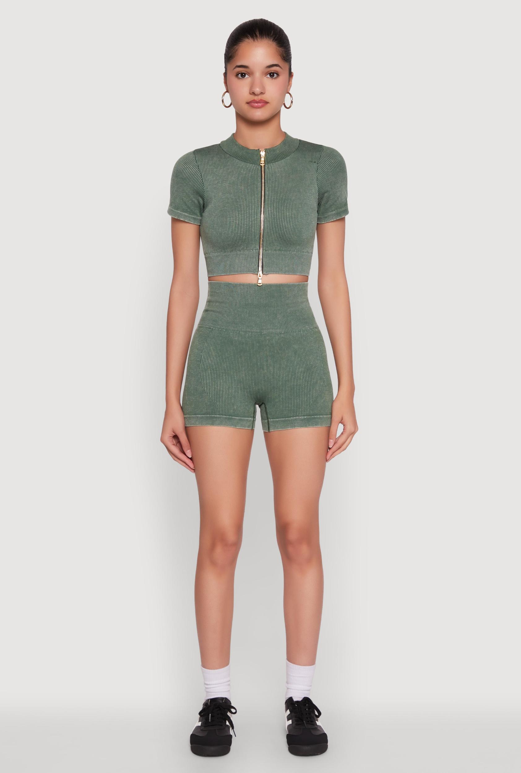 Womens High Waisted Mineral Wash Seamless Bike Shorts Product Image