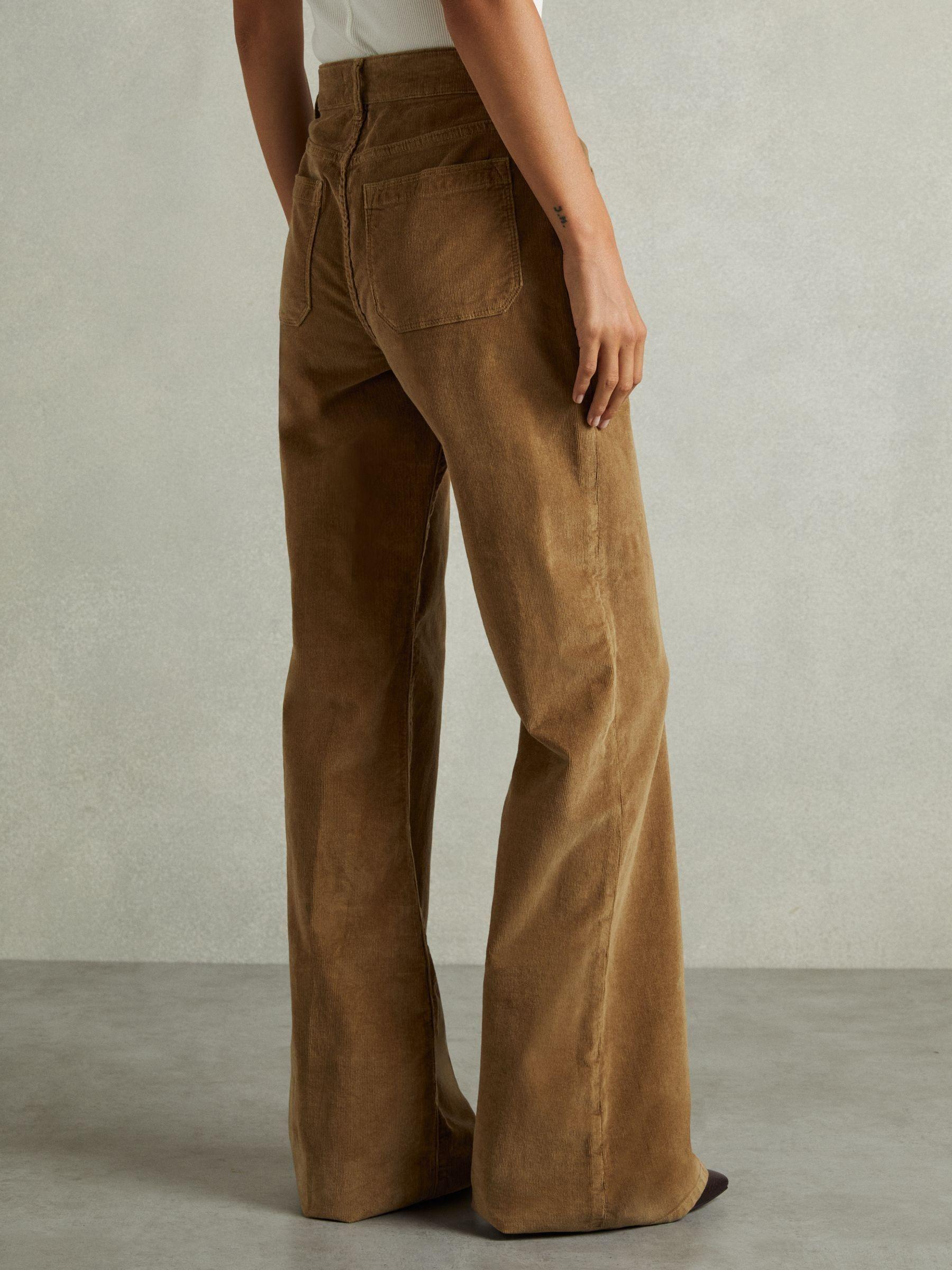 Cotton-Blend Corduroy Flared Trousers in Brown Product Image