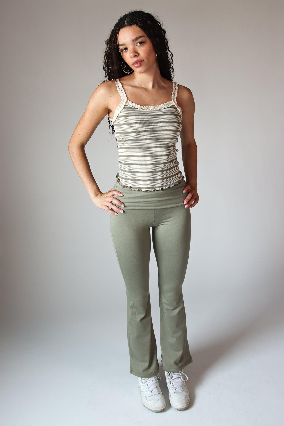 Fold Over Fleece Lined Flare Leggings Product Image