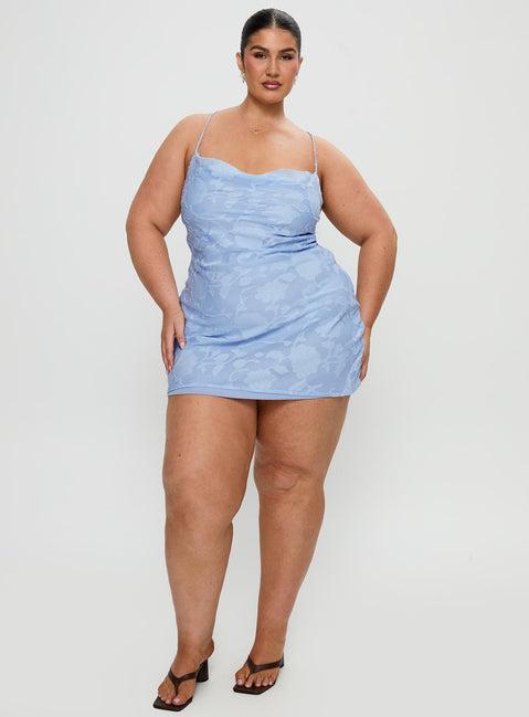 Celena Mini Dress Light Blue Burnout Curve Product Image
