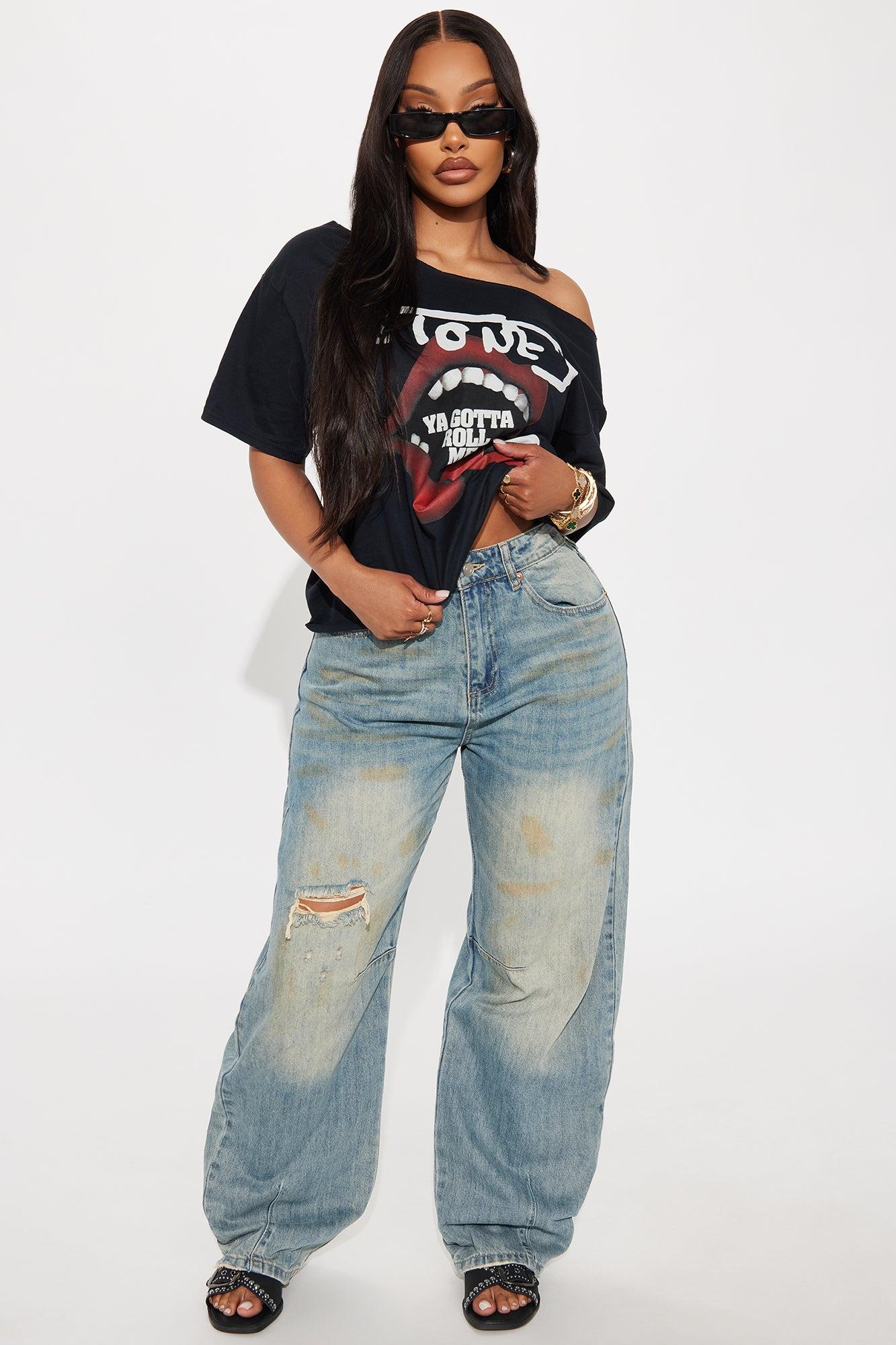 The Rolling Stones Dice Off Shoulder Tee - Black Female Product Image