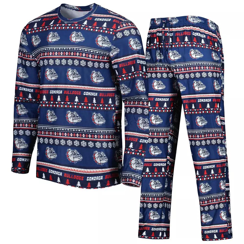 Men's Concepts Sport Navy Gonzaga Bulldogs Swivel Long Sleeve T-Shirt & Pants Sleep Set,  Product Image