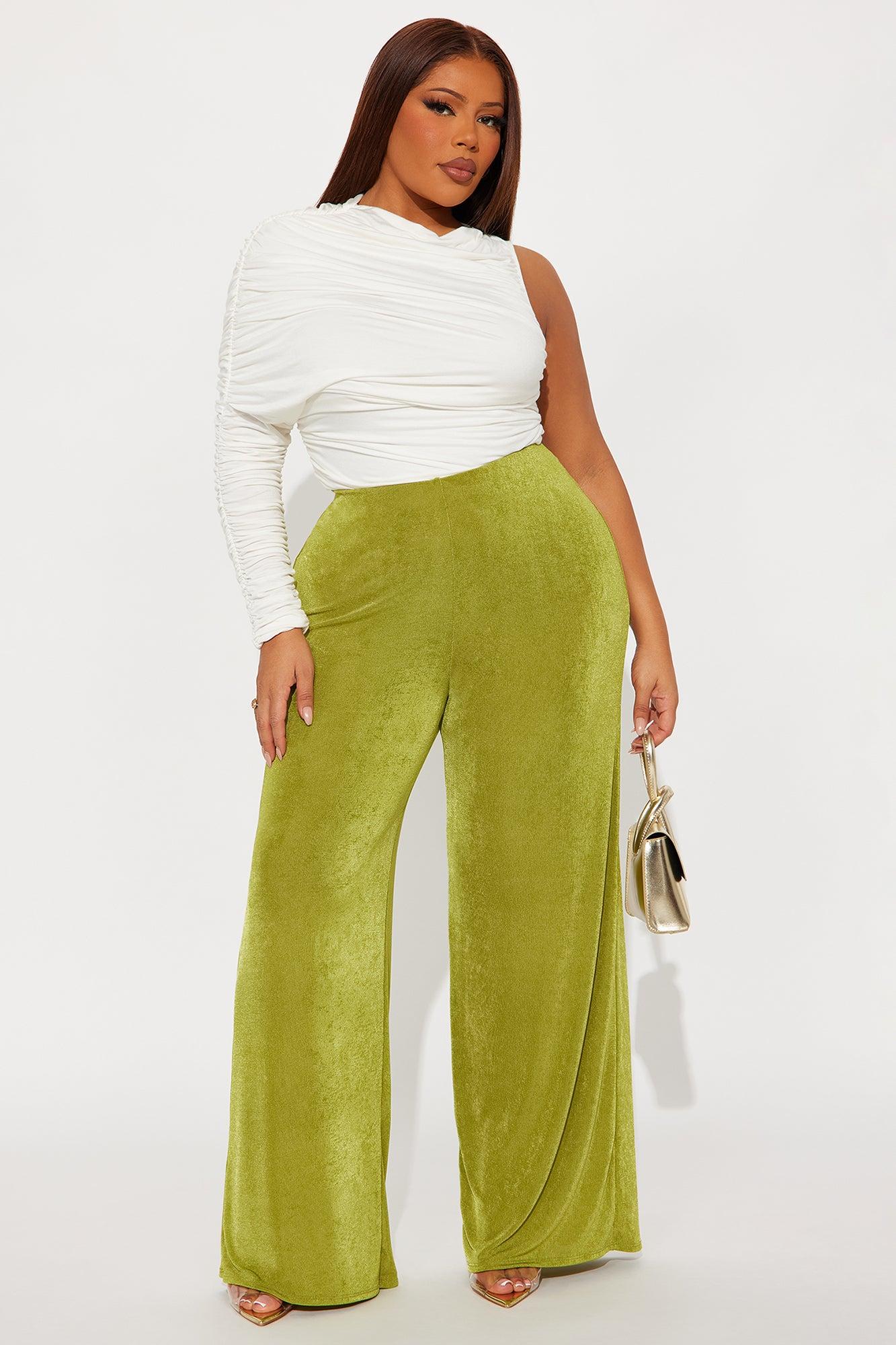 Not Your Average Slinky Wide Leg Pant 32″ - Chartreuse Female Product Image