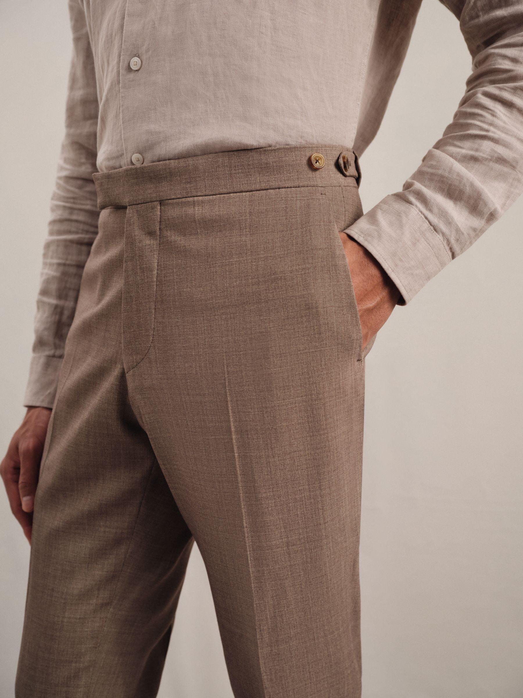 Cotton Slim-Fit Suit Trousers With Stretch in Stone Product Image