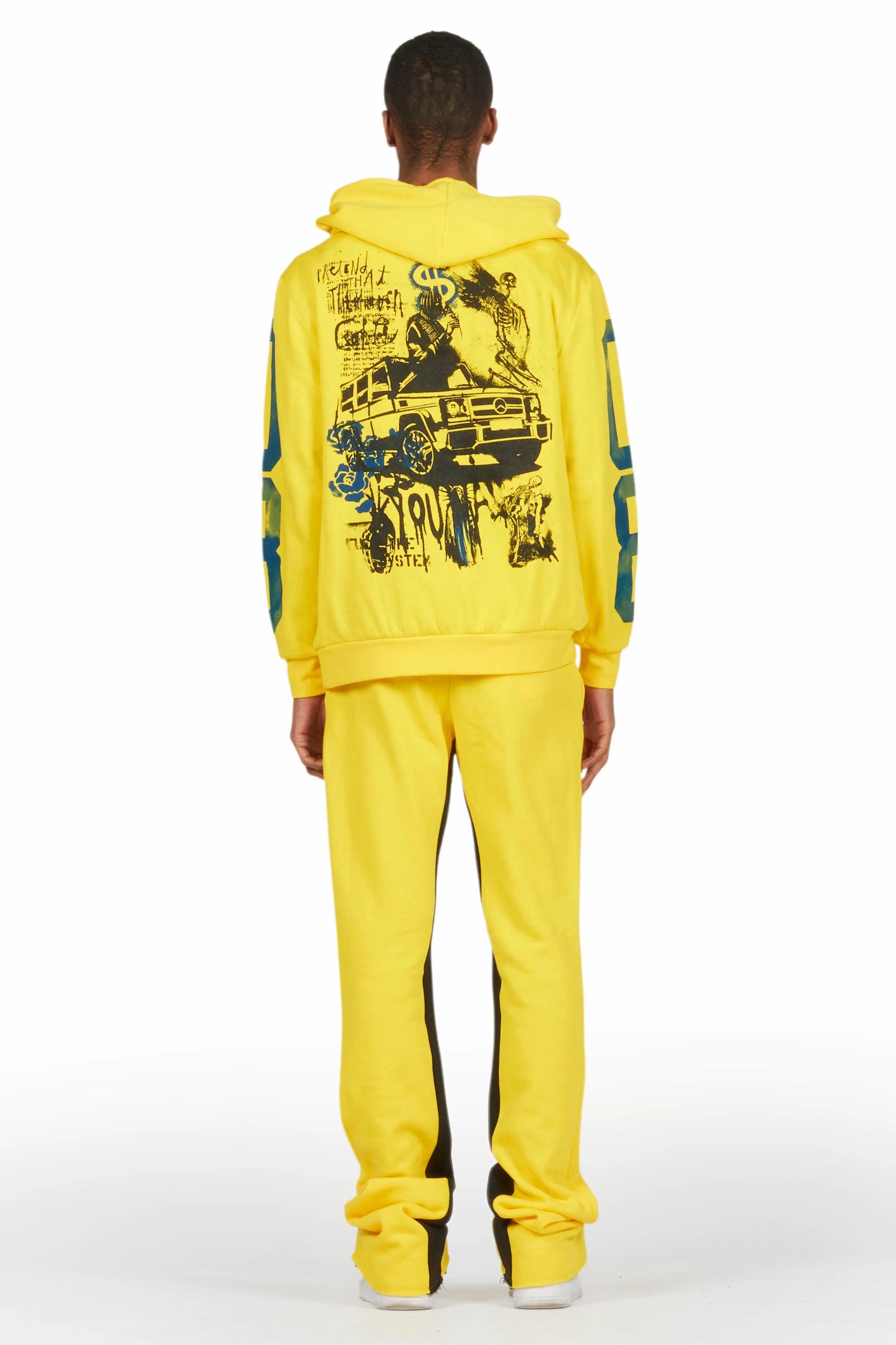 Grill Yellow Hoodie Baggy Track Pant Set Male Product Image