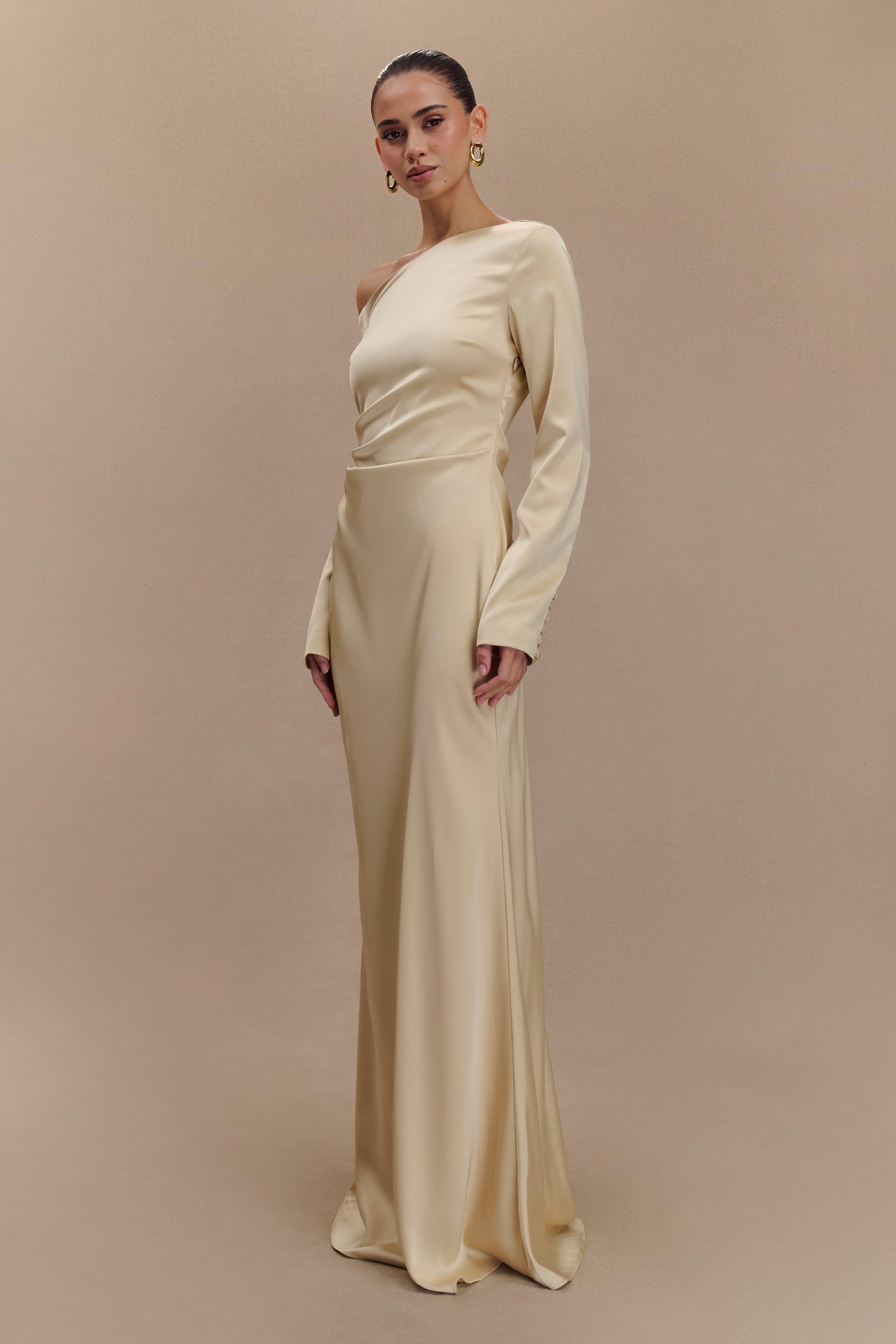 Avery Long Sleeve Maxi Dress - Gold Product Image