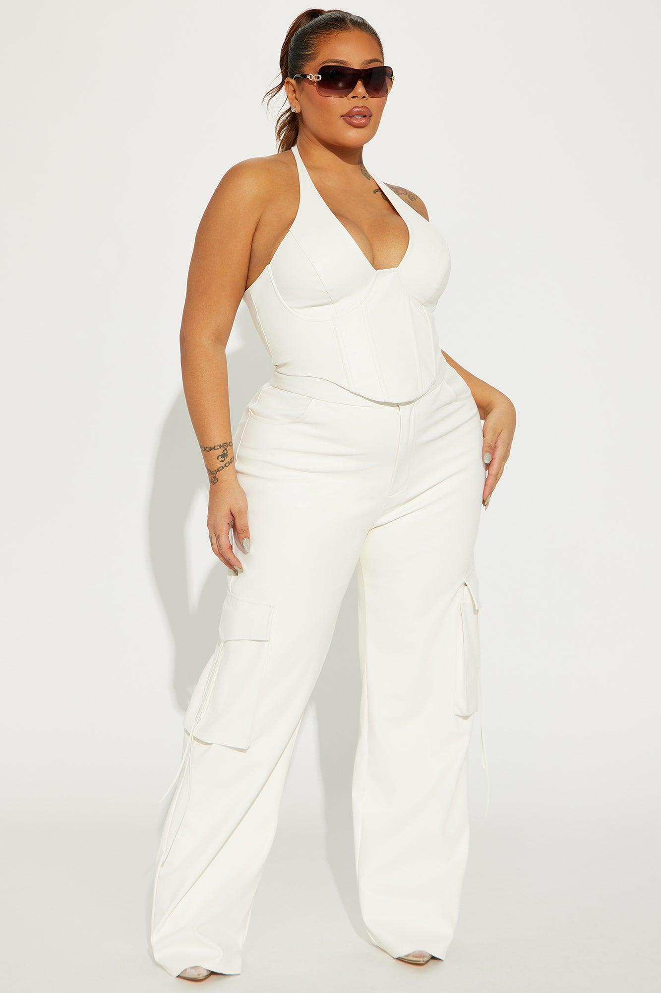 After Party Faux Leather Pant Set - White Product Image