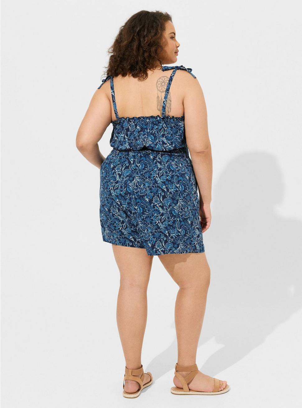 Stretch Challis Tie Strap Romper Product Image