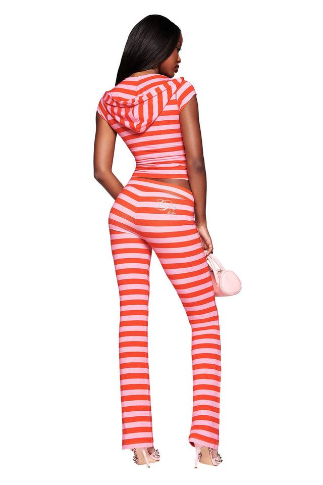FAFI BLARE CAP SLEEVE HOODIE - PINK STRIPE Product Image