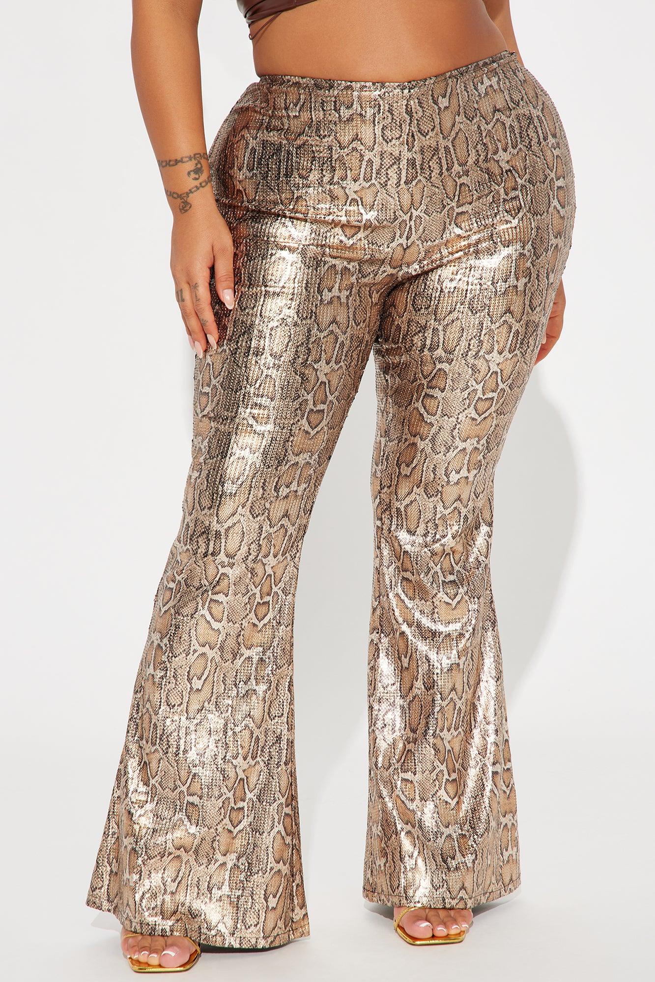 Hard To Get Leopard Sequin Flare Pant - Taupe/combo Product Image