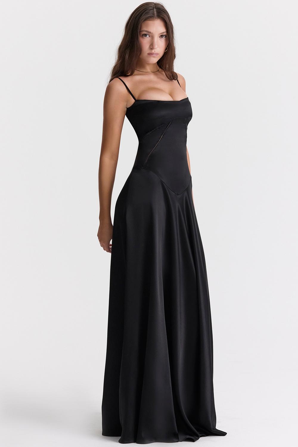 Anabella  black lace up maxi dress Product Image