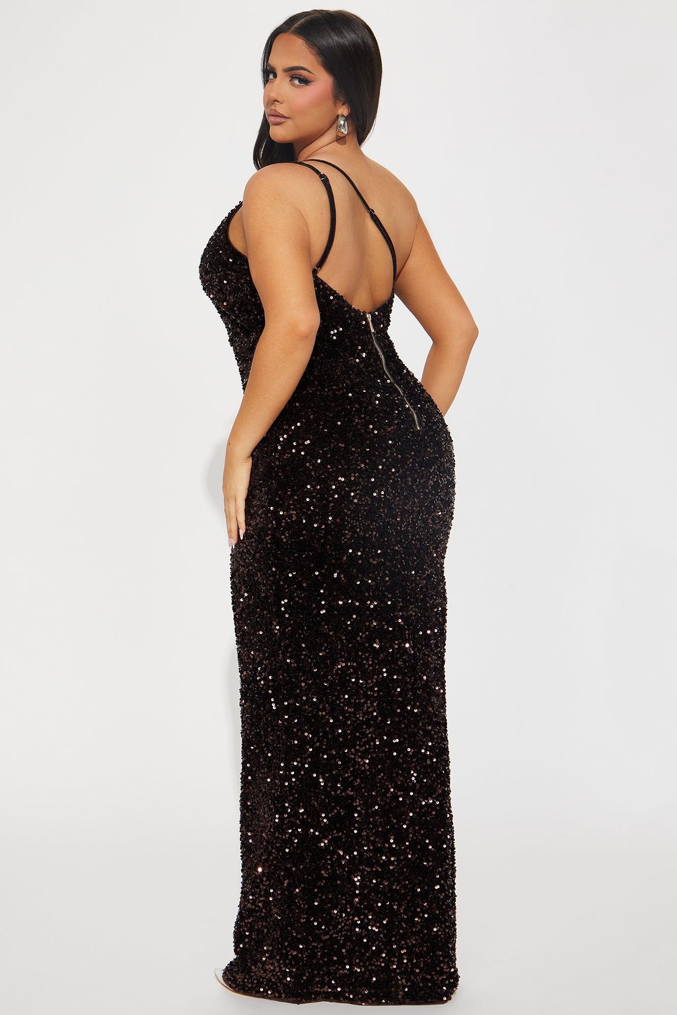 Forever Shining Sequin Maxi Dress - Chocolate Product Image