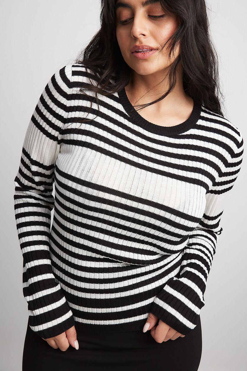 Fine Knitted Striped Sweater Product Image