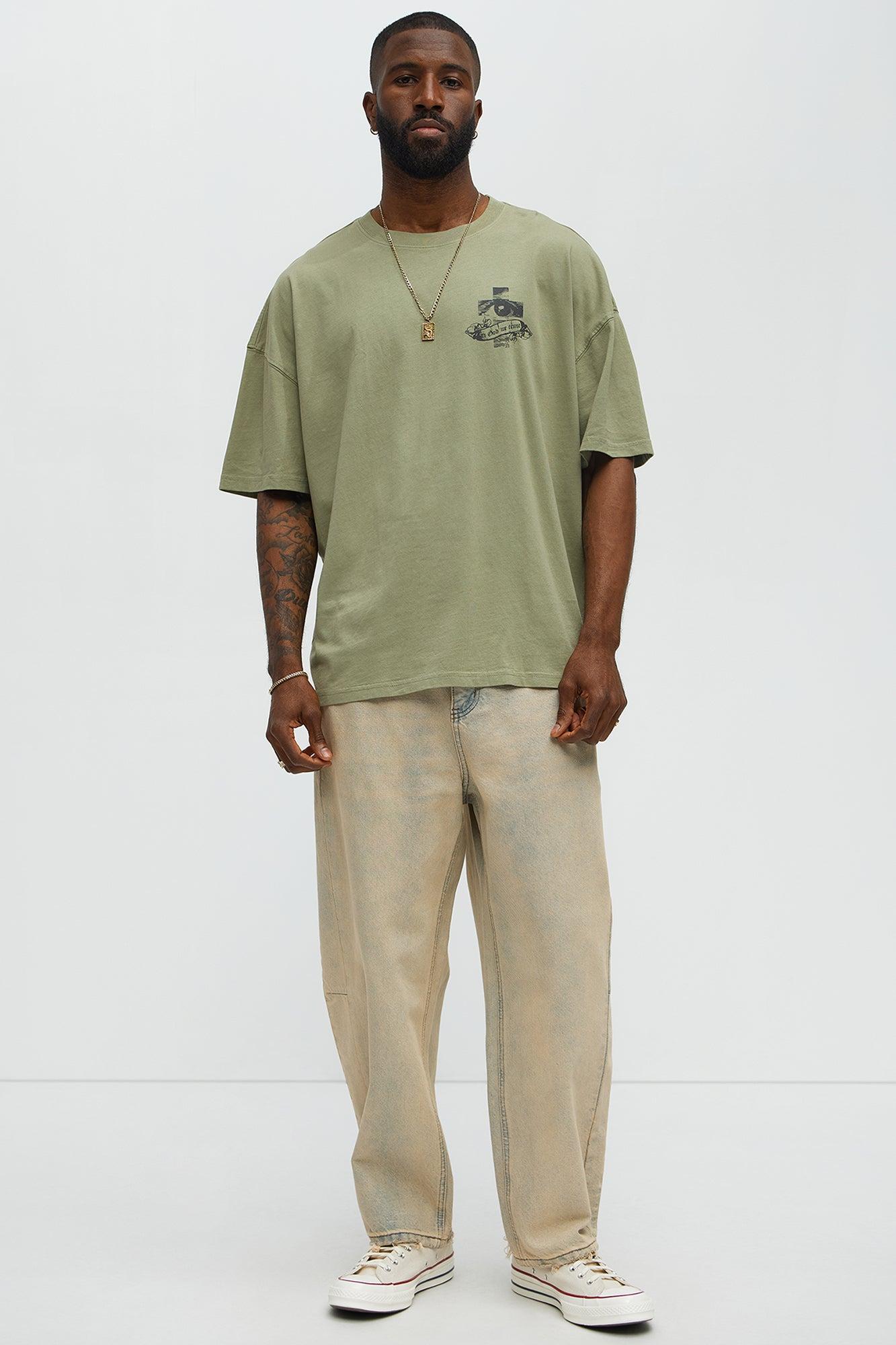 Faith Over Fear Oversized Short Sleeve Tee - Olive Product Image
