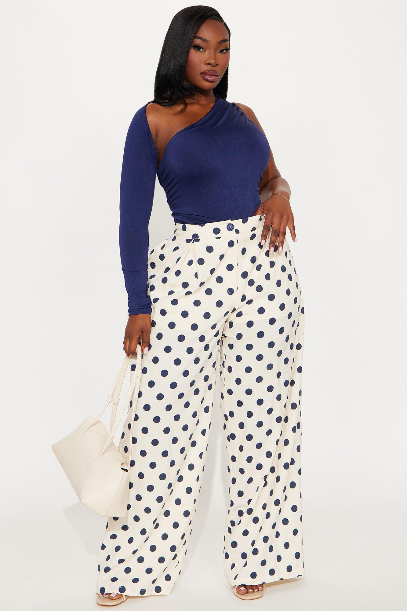 Keep It Casual Polka Dot Wide Leg Pant - Cream/combo Female Product Image