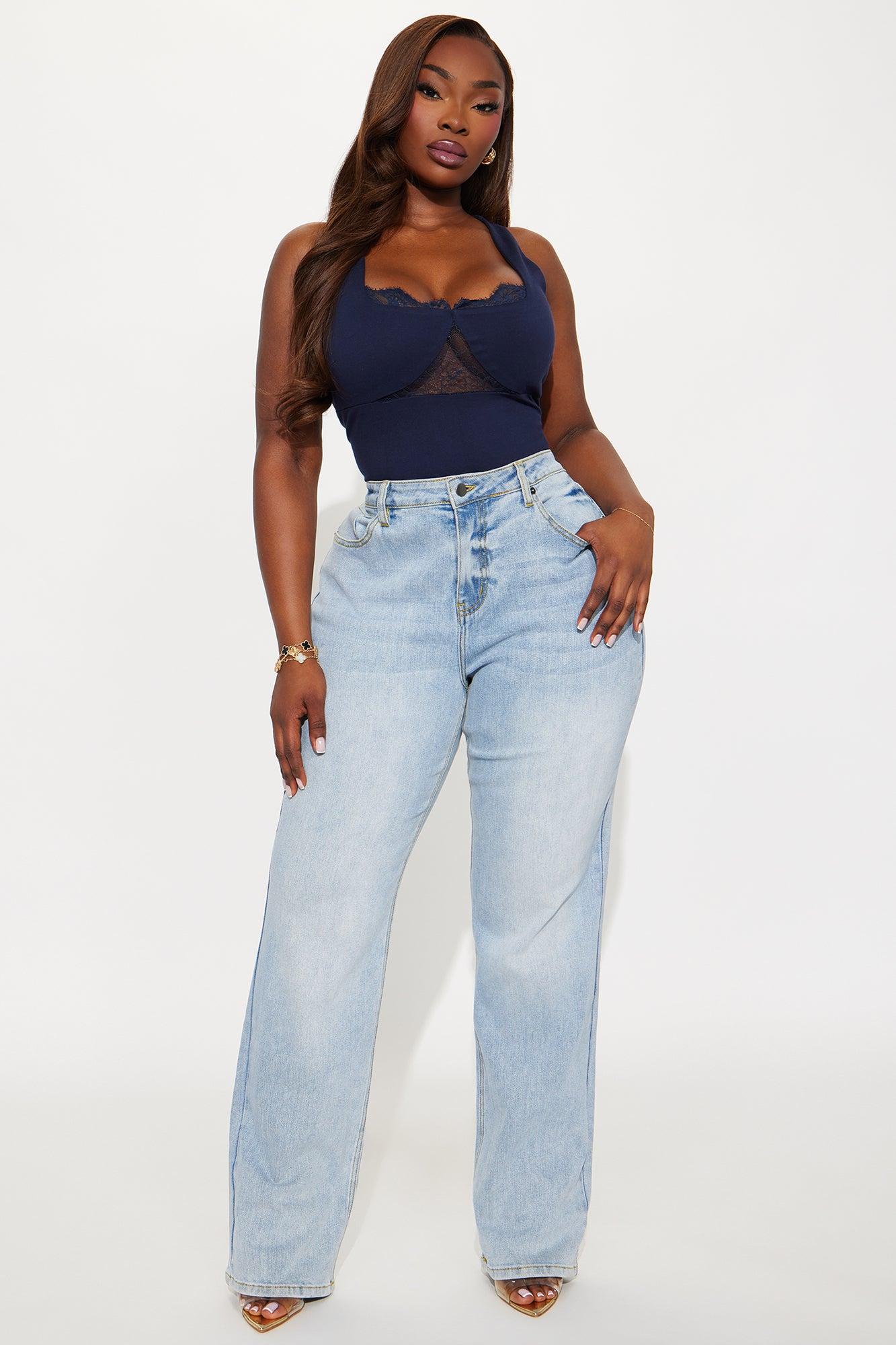 Verity Lace Trim Ponte Bodysuit - Navy Female Product Image