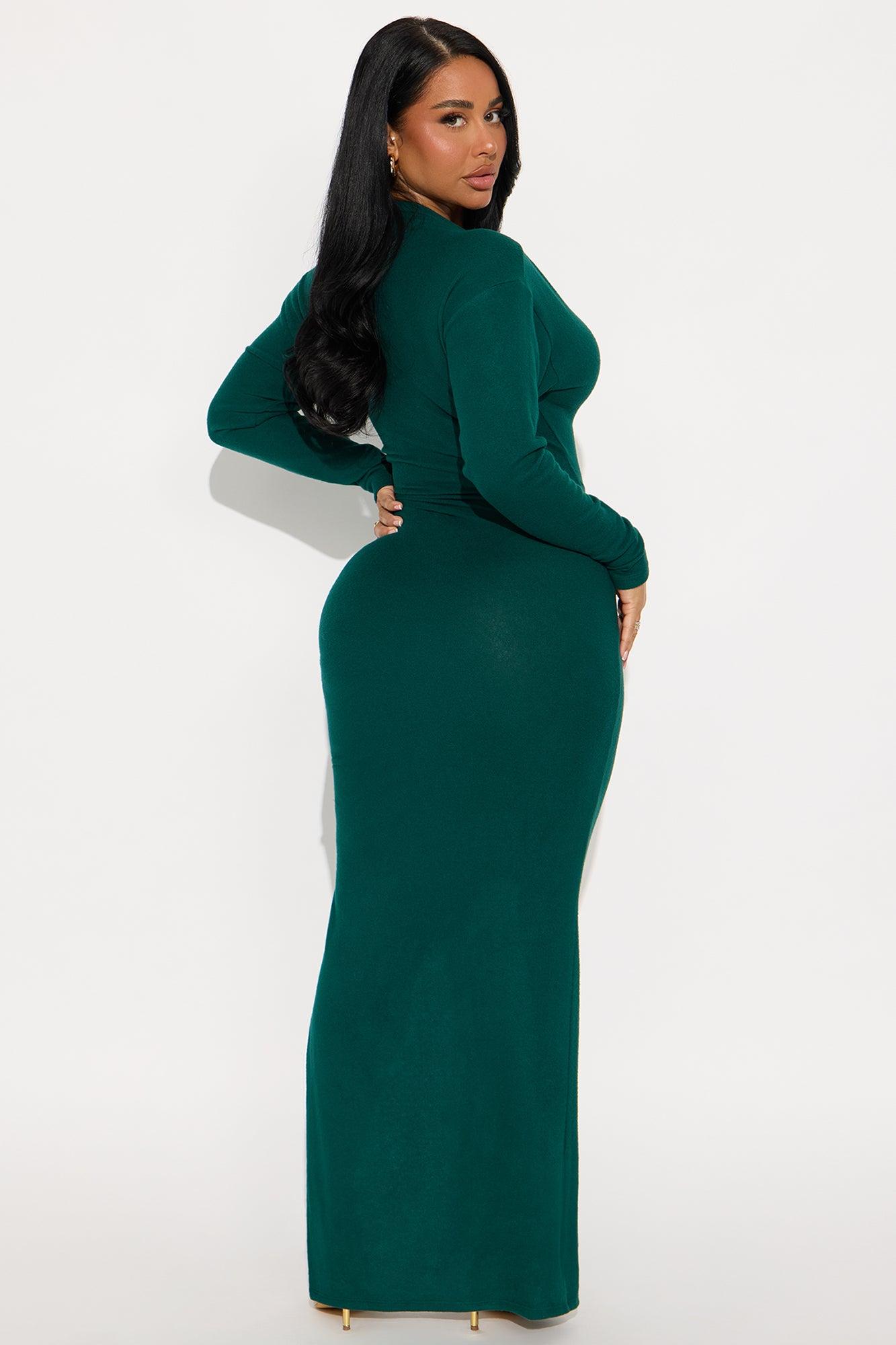 Sierrah Ruched Sweater Maxi Dress - Hunter Female Product Image