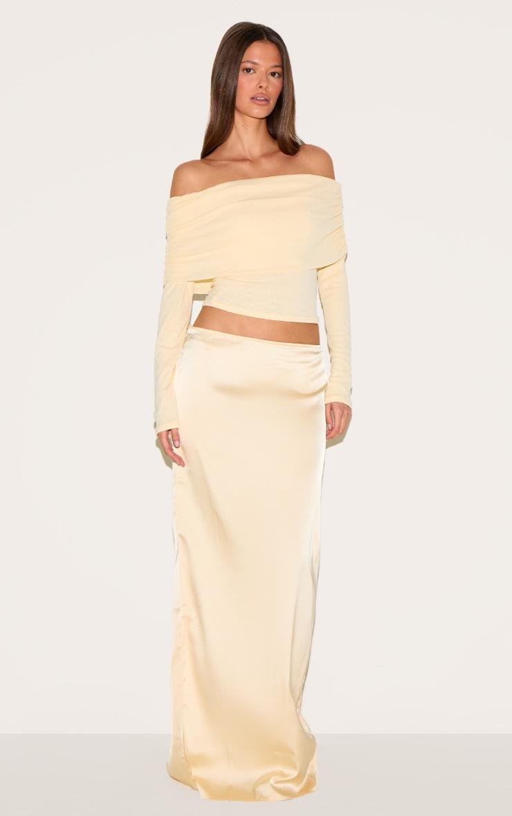 Almond Onion Skin Bardot Ruched Top Product Image