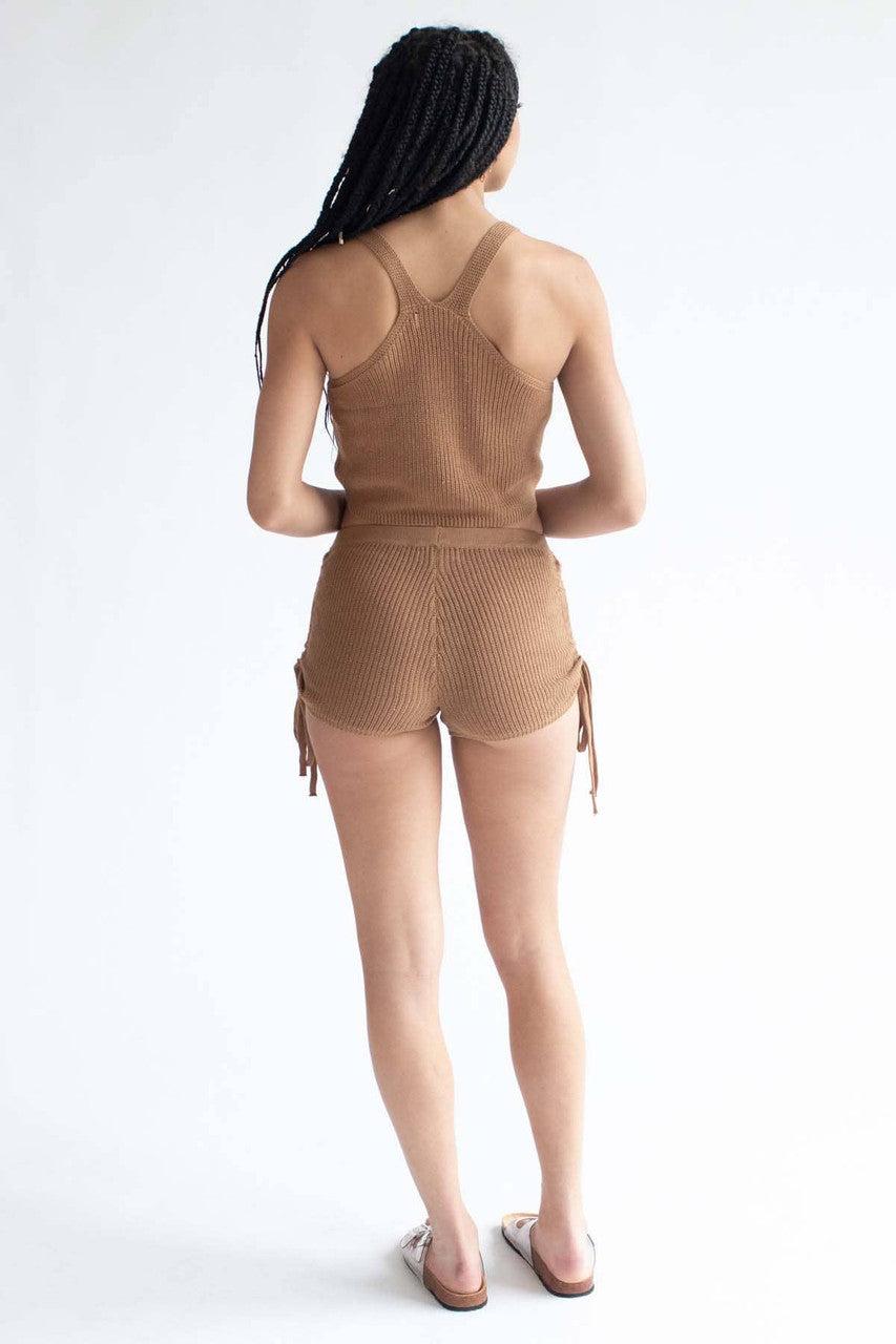Coconut Cinched Knit Cami & Shorts Set Product Image