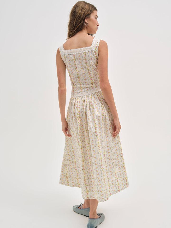 Brigitta Floral Midi Dress — Ivory Product Image