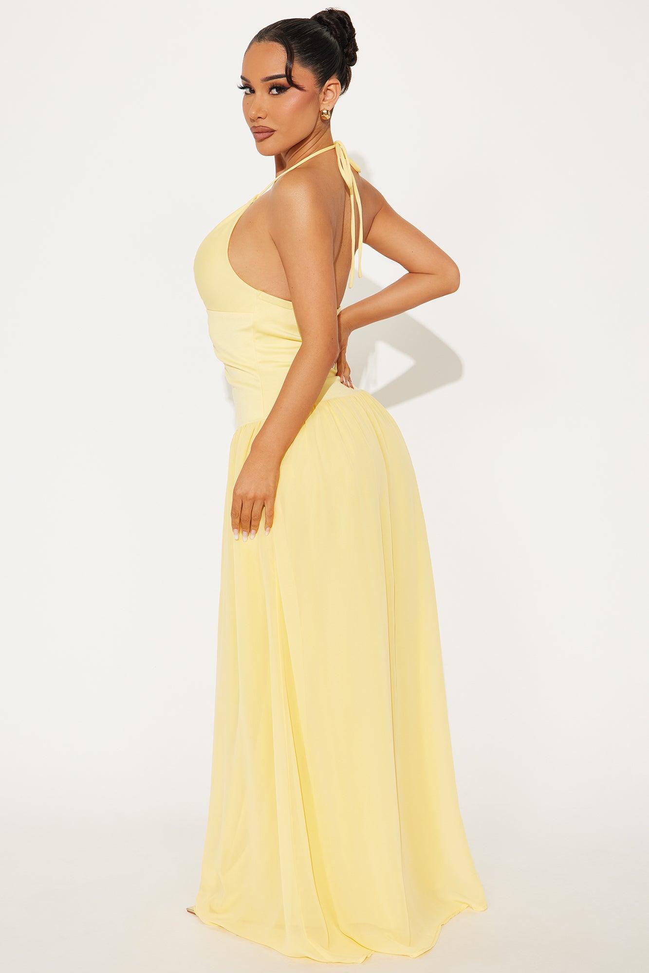 Chamille Chiffon Maxi Dress - Yellow Product Image