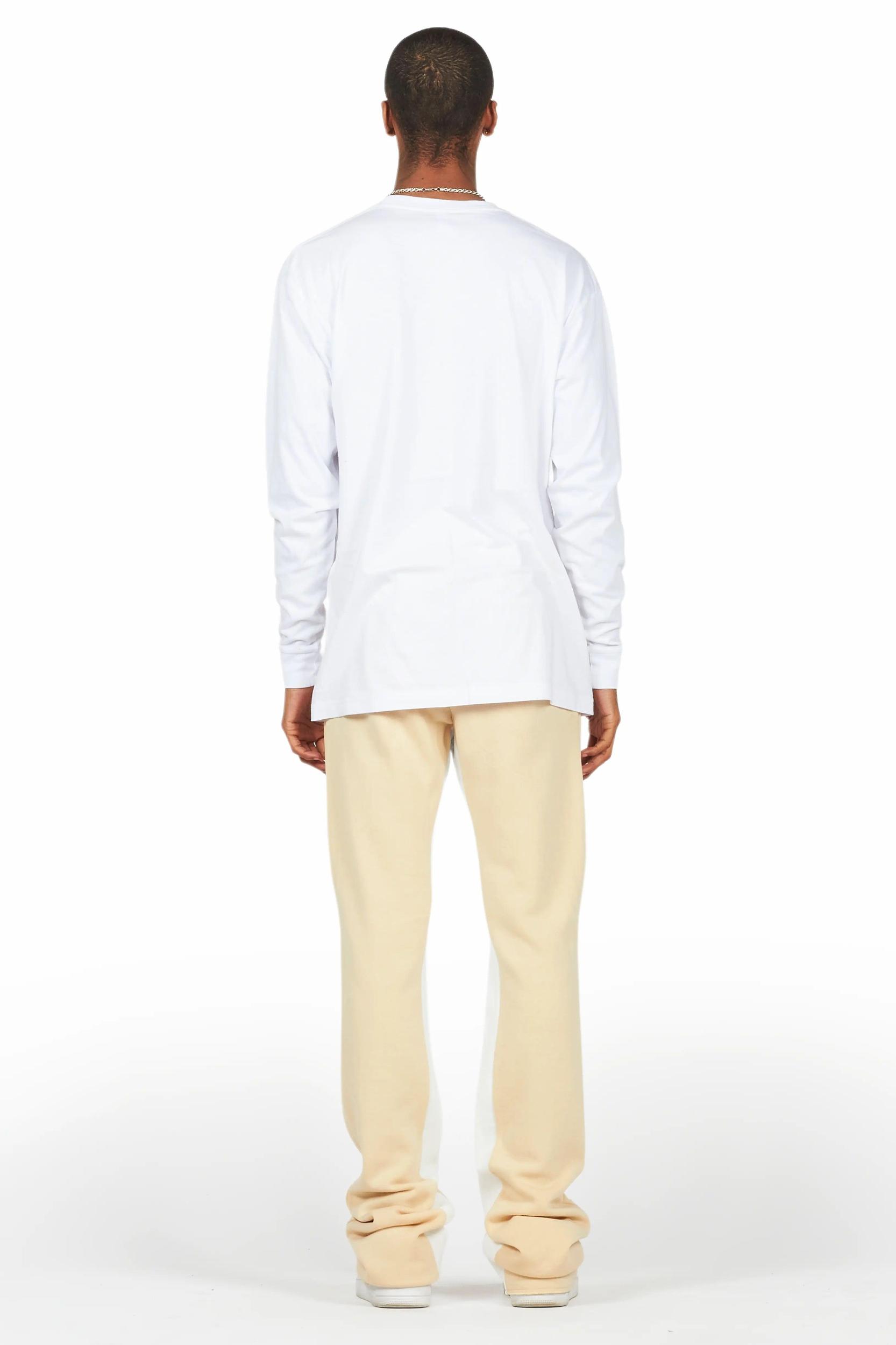 Raffer White/Beige Long Sleeve T-Shirt/Baggy Pant Set Male Product Image